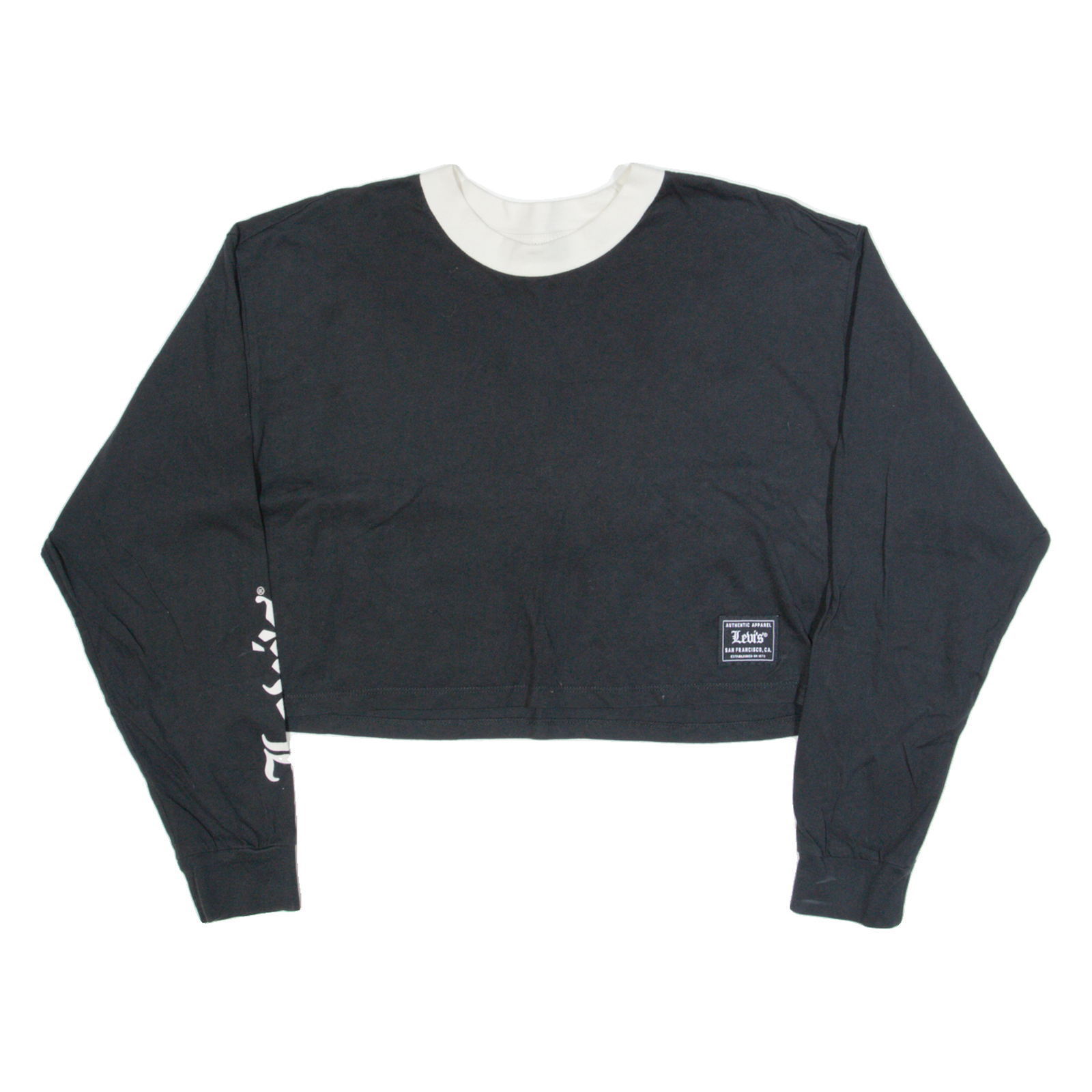 LEVI'S Oversized Cropped Womens T-Shirt Black Long Sleeve XS Refurbished - N/A refurbished available on Cerqular