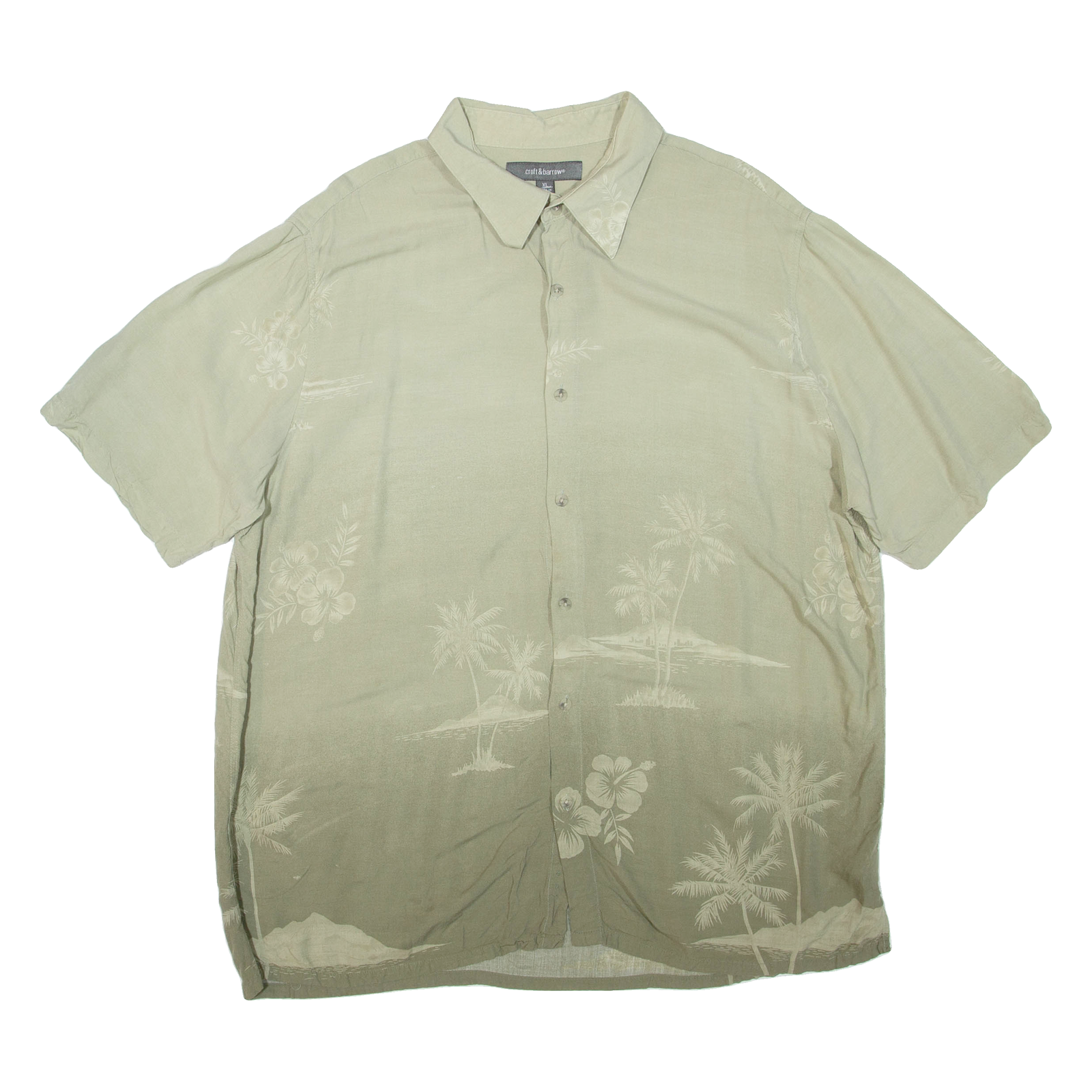 CROFT & BARROW Mens Hawaiian Shirt Green Floral XL Refurbished - N/A refurbished available on Cerqular