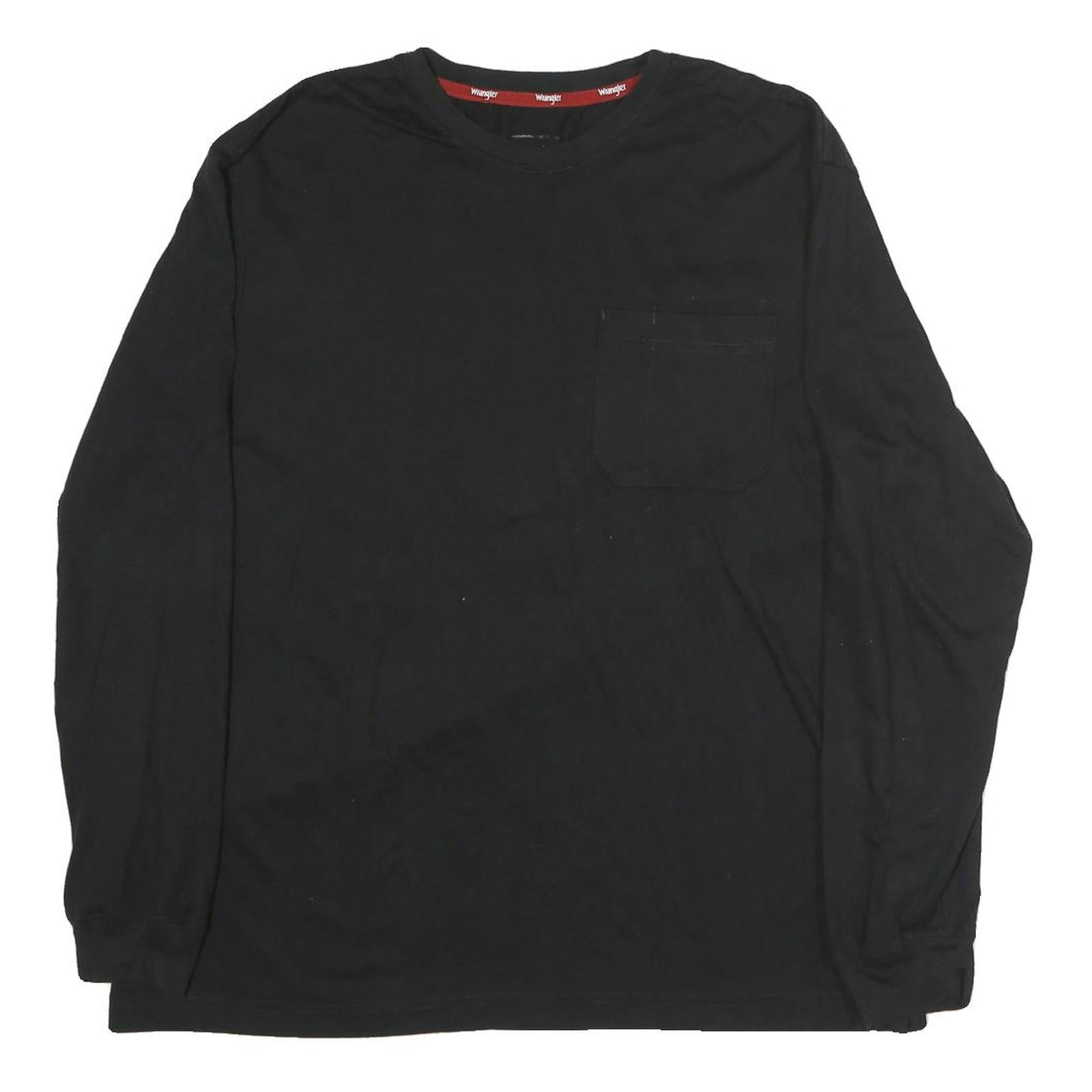 WRANGLER Mens Black Long Sleeve Crew Neck Pocket T-Shirt L Cotton Refurbished - N/A refurbished available on Cerqular