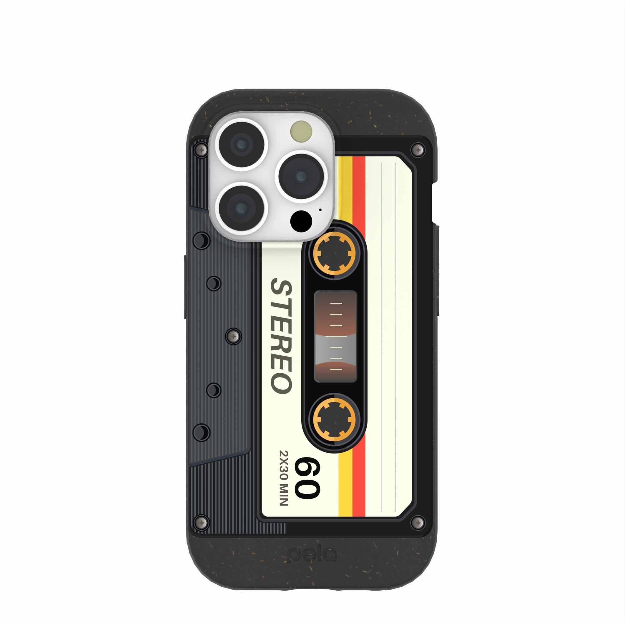 Black Cassette iPhone 15 Pro Case Refurbished - Pela Case refurbished available on Cerqular