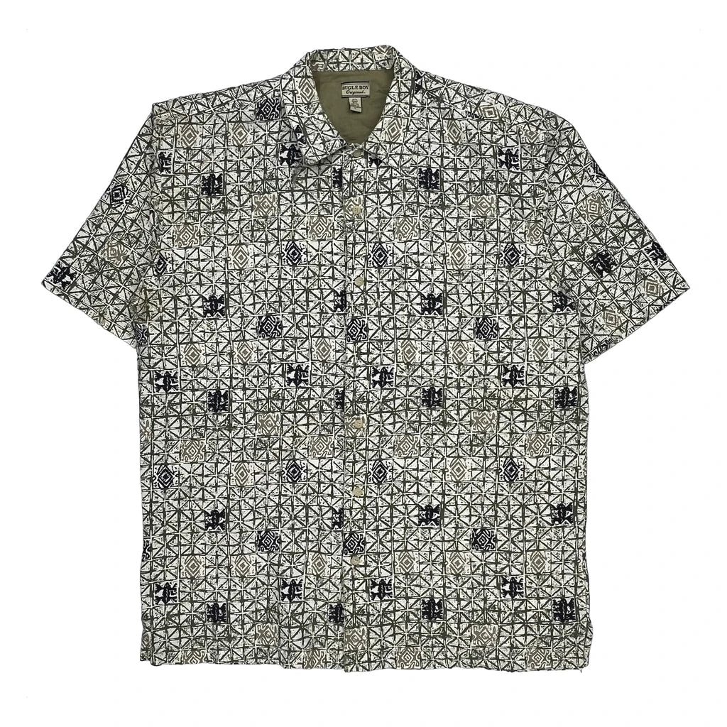 Bugle Boy Patterned Shirt - Large Multicoloured Cotton Refurbished - Thrifted (note: this is a term often used to describe second- refurbished available on Cerqular