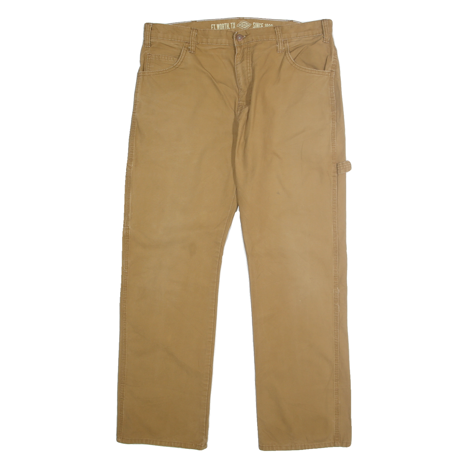 DICKIES Mens Relaxed Beige Cotton Workwear Trousers W34 L32 Casual Durable Fit Refurbished - N/A refurbished available on Cerqular