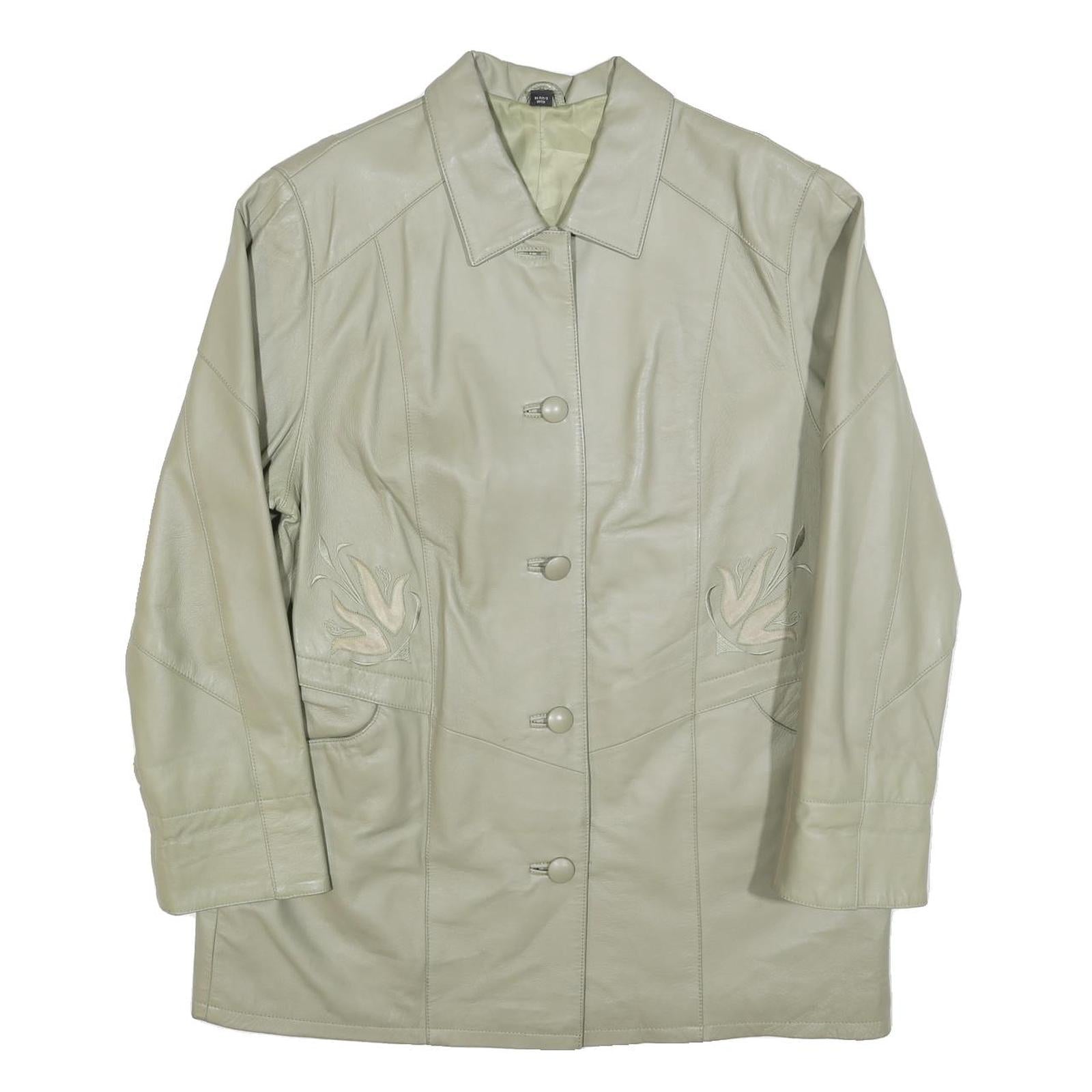 Buy Womens Cream Leather Button Jacket UK 18 Plain Floral Embroidered Detail Refurbished - $51.99 Womens Cream Leather Button Jacket UK 18 Plain Floral Embroidered Detail Refurbished - N/A refurbished available on Cerqular