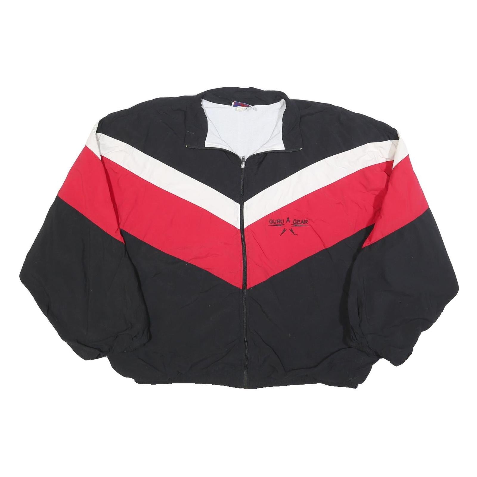GURU GEAR Mens Black & Red Nylon Zip Jacket 2XL Casual Outerwear Sportswear Refurbished - N/A refurbished available on Cerqular