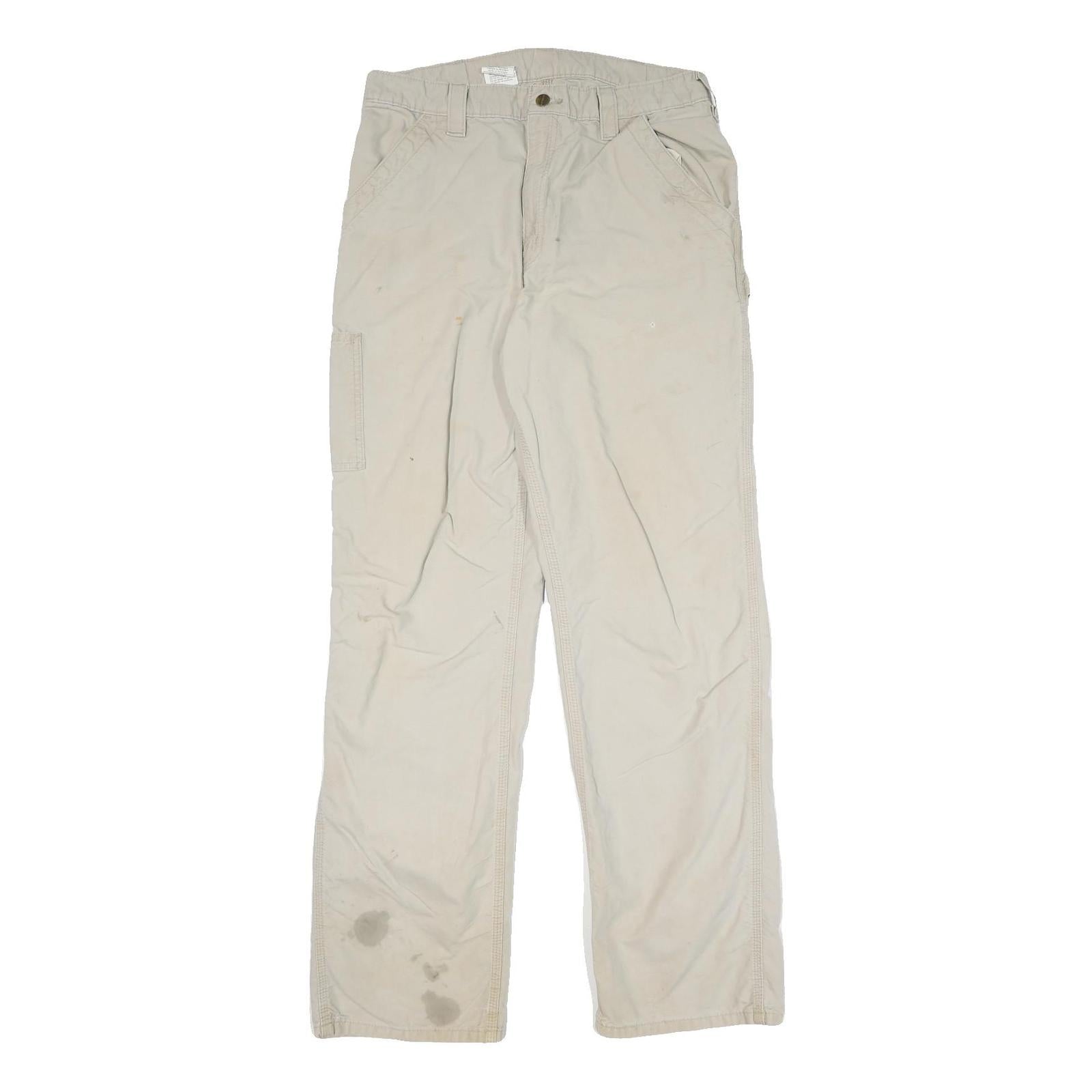 CARHARTT Mens Beige Cotton Blend Regular Fit Straight Leg Trousers W32 L33 Refurbished - N/A refurbished available on Cerqular