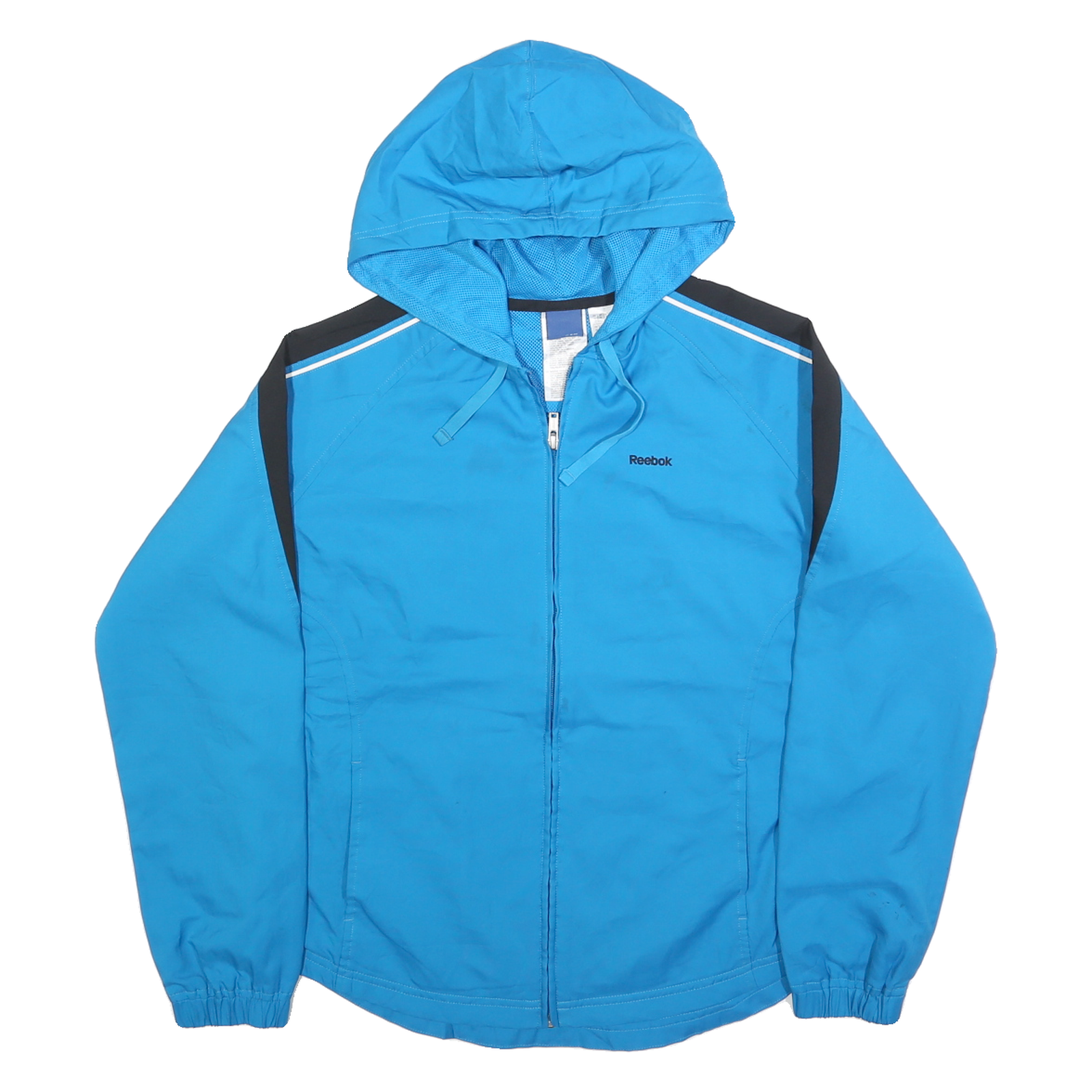 REEBOK Womens Blue & Black Zip Jacket M Polyester Blend Lightweight Activewear Refurbished - N/A refurbished available on Cerqular