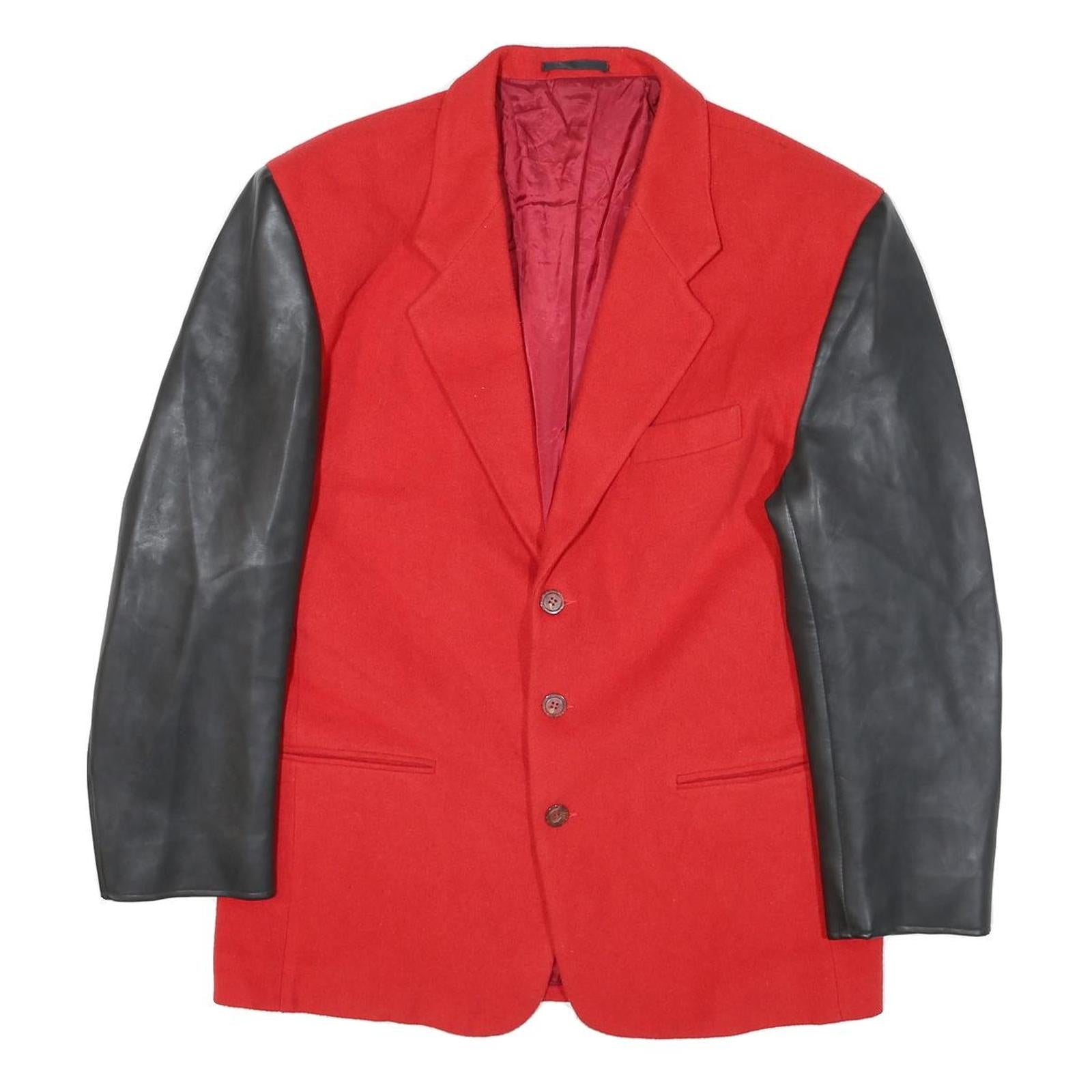 Mens Red & Black Colourblock Classic Jacket M Polyester Blend Button Closure Refurbished - N/A refurbished available on Cerqular