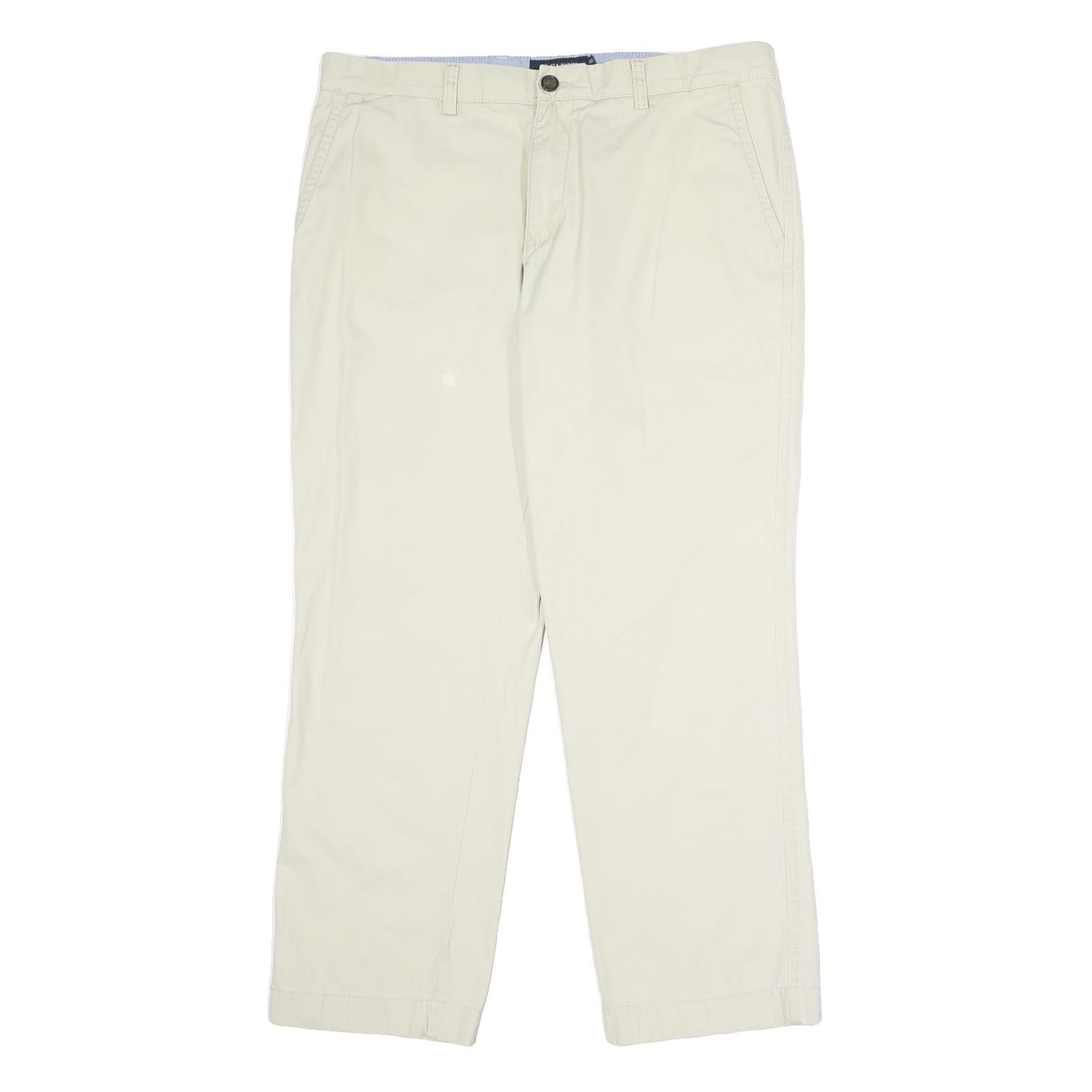 TOMMY HILFIGER Mens Cotton Beige Classic Straight Trousers W36 L29 Summer Casual Refurbished - N/A refurbished available on Cerqular