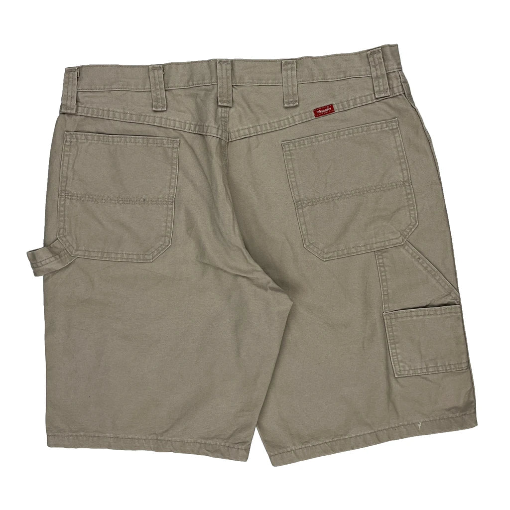Wrangler Carpenter Shorts - 36W 10L Khaki Cotton Refurbished - Thrifted (note: this is a term often used to describe second- refurbished available on Cerqular