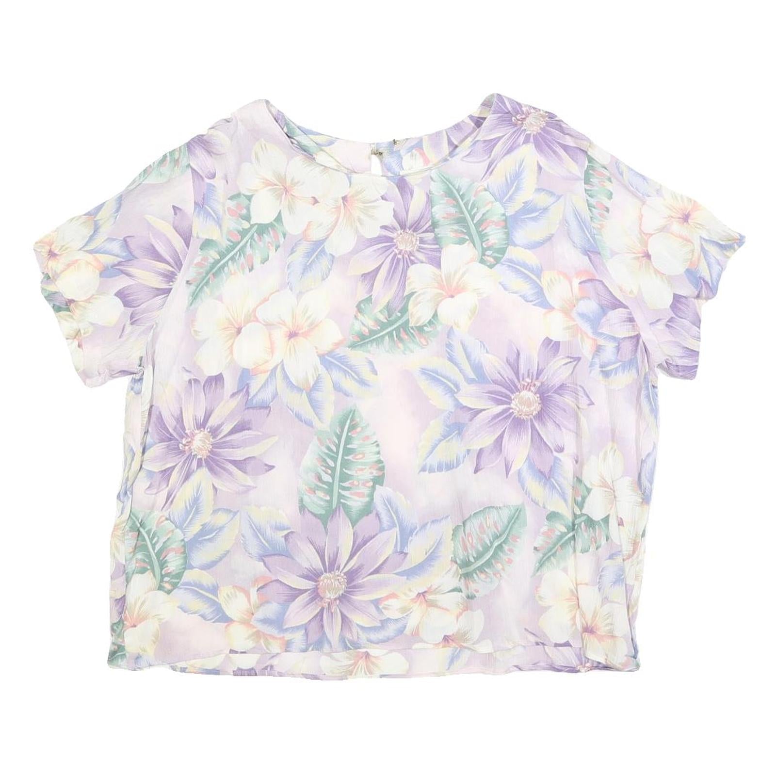 JACLYN SMITH Womens Purple Printed Top Short Sleeve Round Neck XL Rayon Summer Refurbished - N/A refurbished available on Cerqular