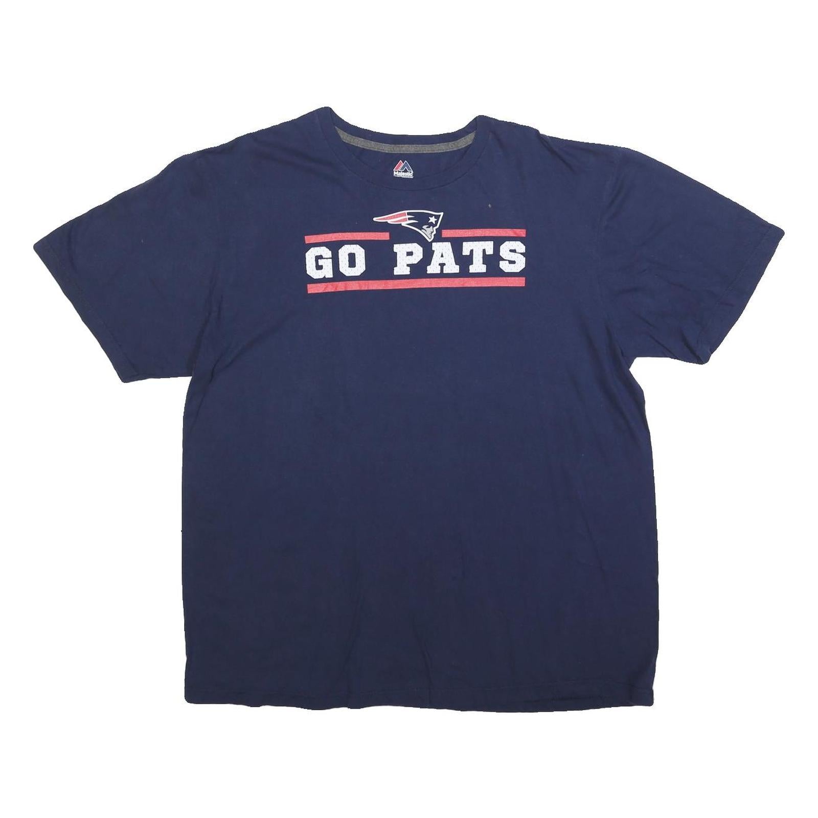 MAJESTIC Mens Blue Go Pats Graphic T-Shirt XL Short Sleeve Crew Neck Refurbished - N/A refurbished available on Cerqular