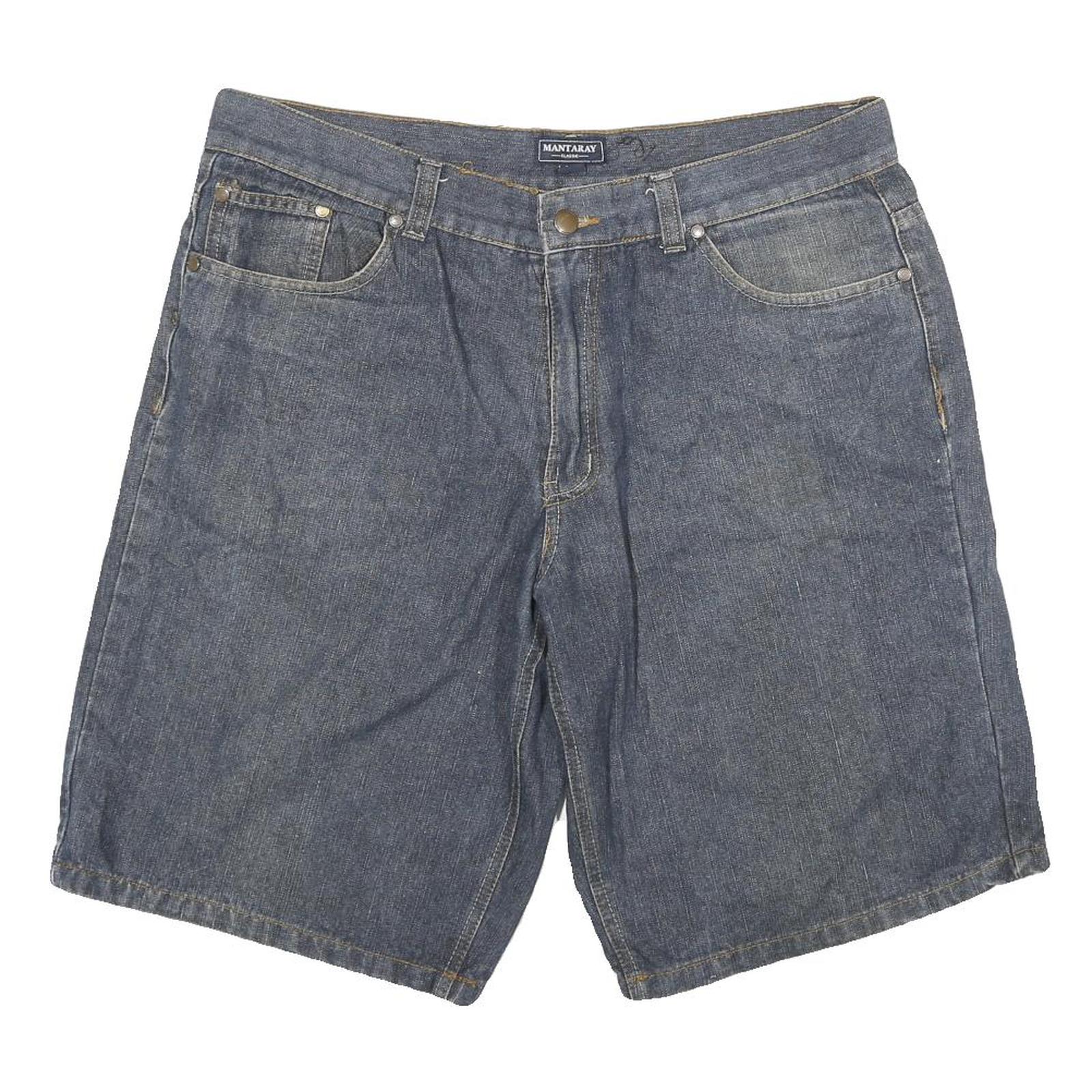 MANTARAY Mens Denim Blue Casual Shorts 2XL W36 Classic Fit Cotton Blend Refurbished - N/A refurbished available on Cerqular