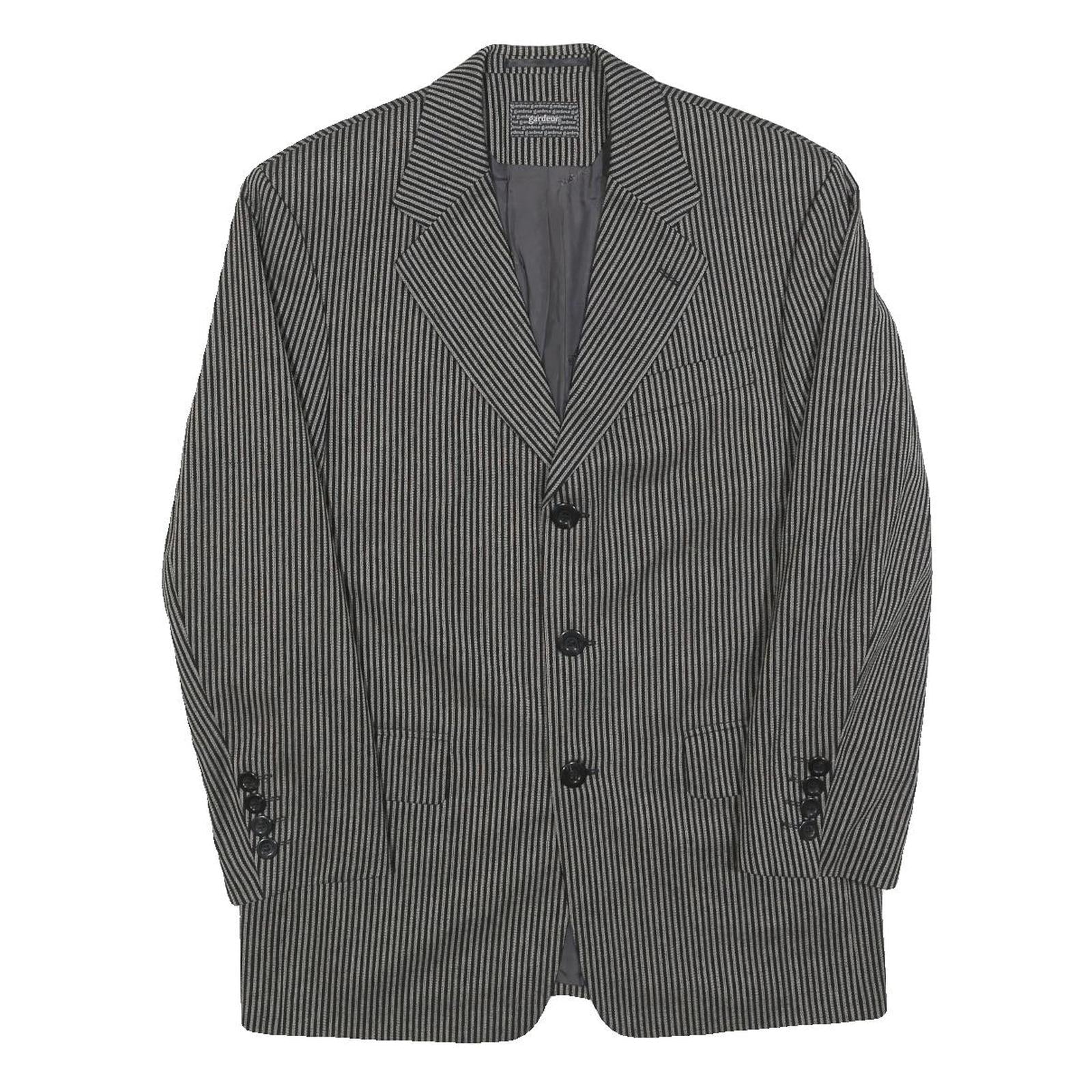 GARDEUR Mens Black & Grey Wool Blend Button Jacket M Woven Classic Tailored Refurbished - N/A refurbished available on Cerqular