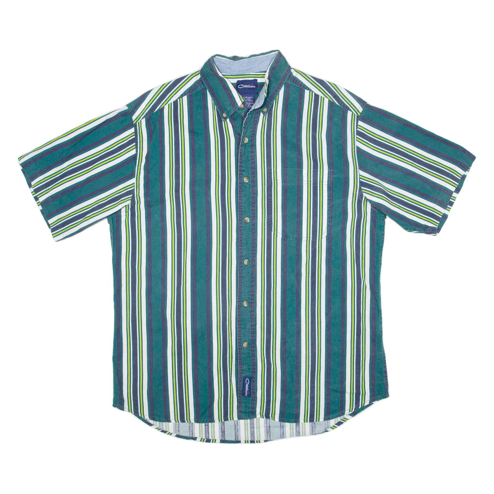 CATALINA Mens Shirt Green Striped M Refurbished - N/A refurbished available on Cerqular