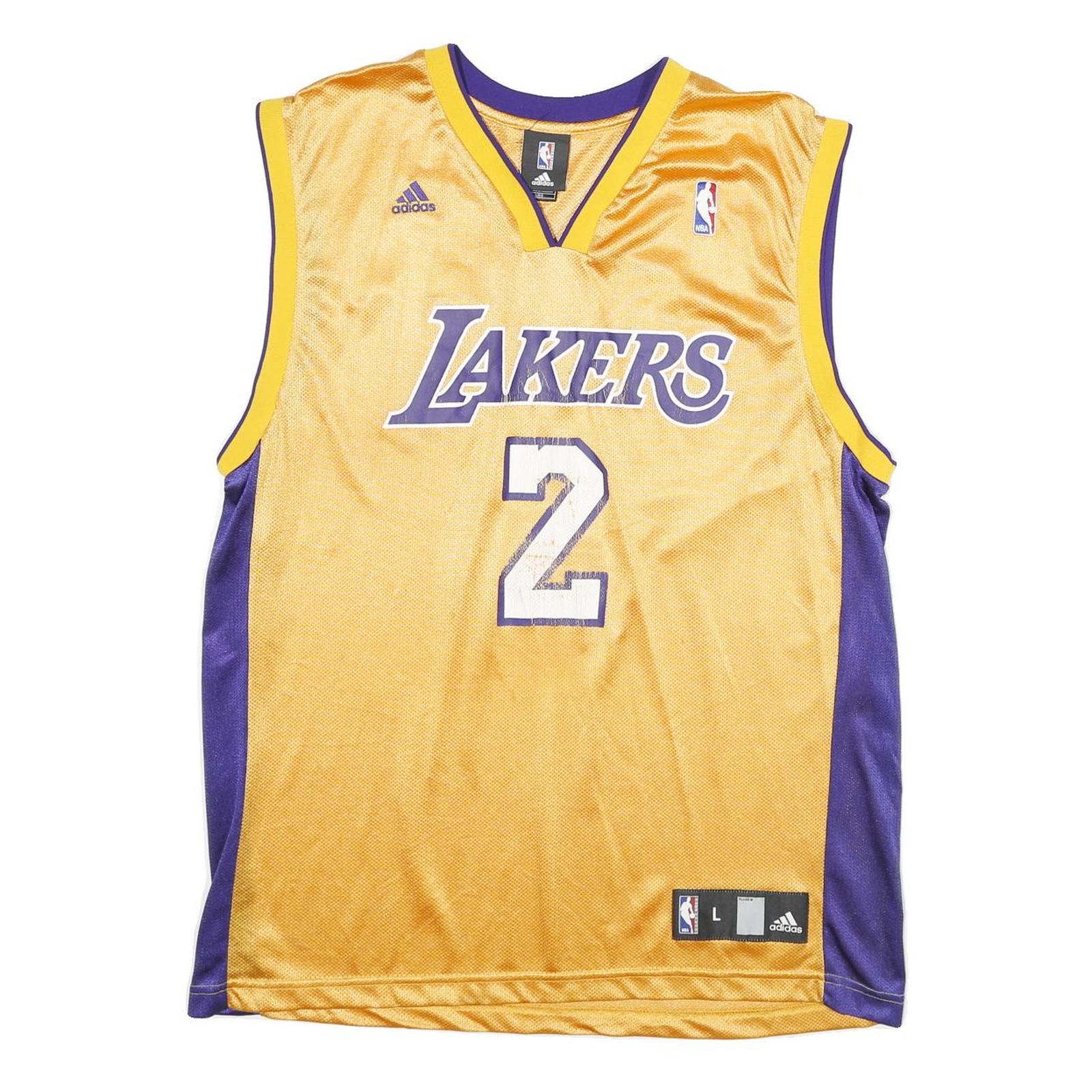 ADIDAS Mens Yellow & Purple Lakers Basketball Jersey L Sleeveless V-Neck Fisher Refurbished - N/A refurbished available on Cerqular
