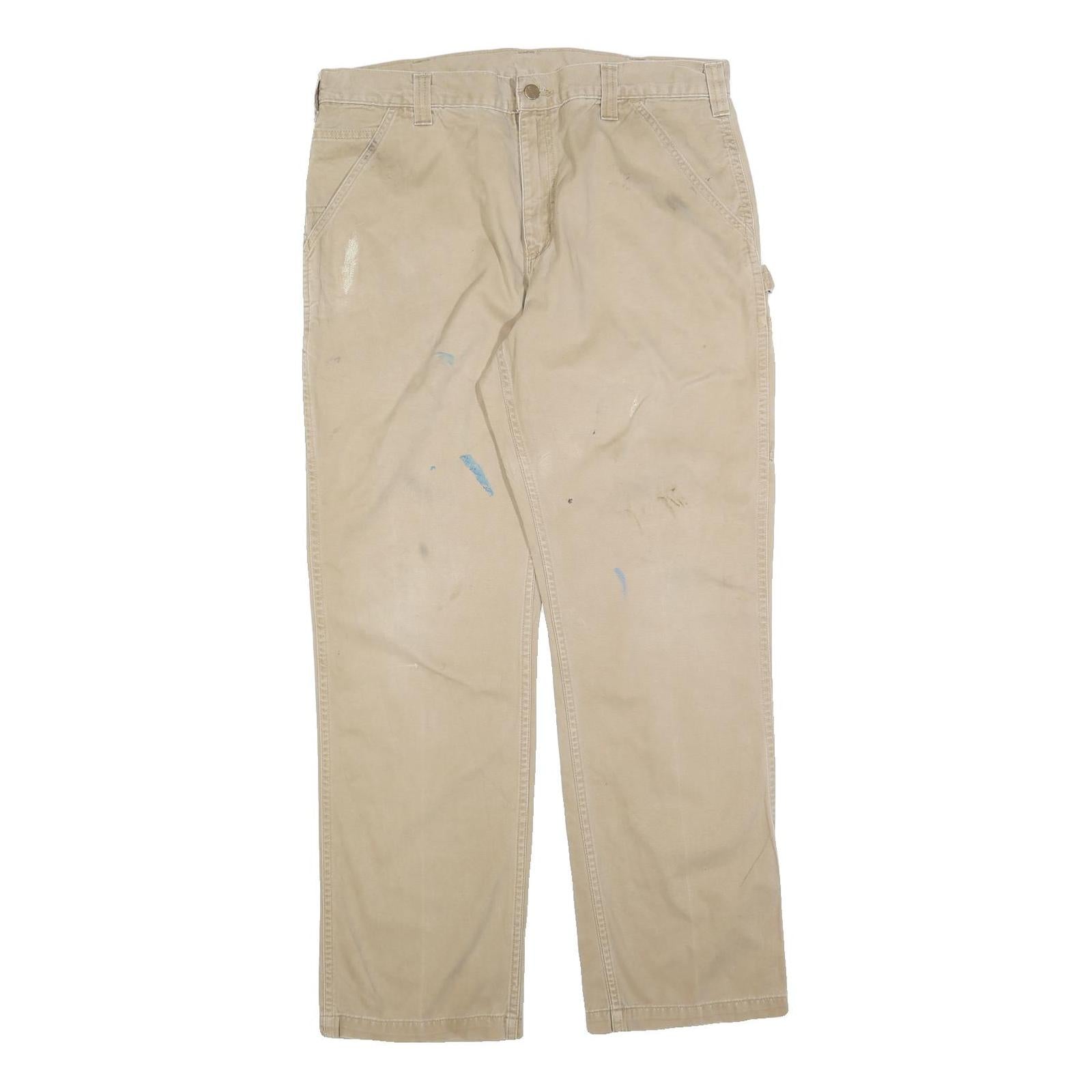 CARHARTT Mens Regular Fit Beige Workwear Denim Zip W36 L32 Carpenter Jeans Refurbished - N/A refurbished available on Cerqular