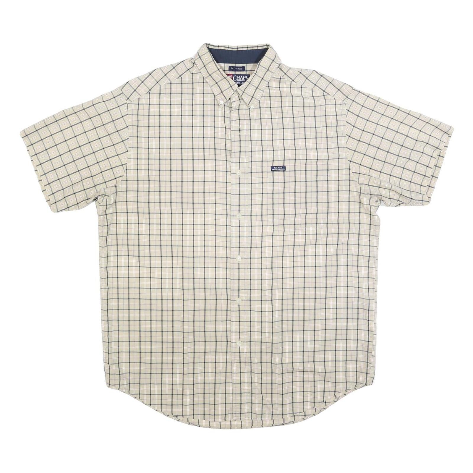 CHAPS RALPH LAUREN Mens Beige & Blue Check Shirt L Cotton Blend Casual Refurbished - N/A refurbished available on Cerqular