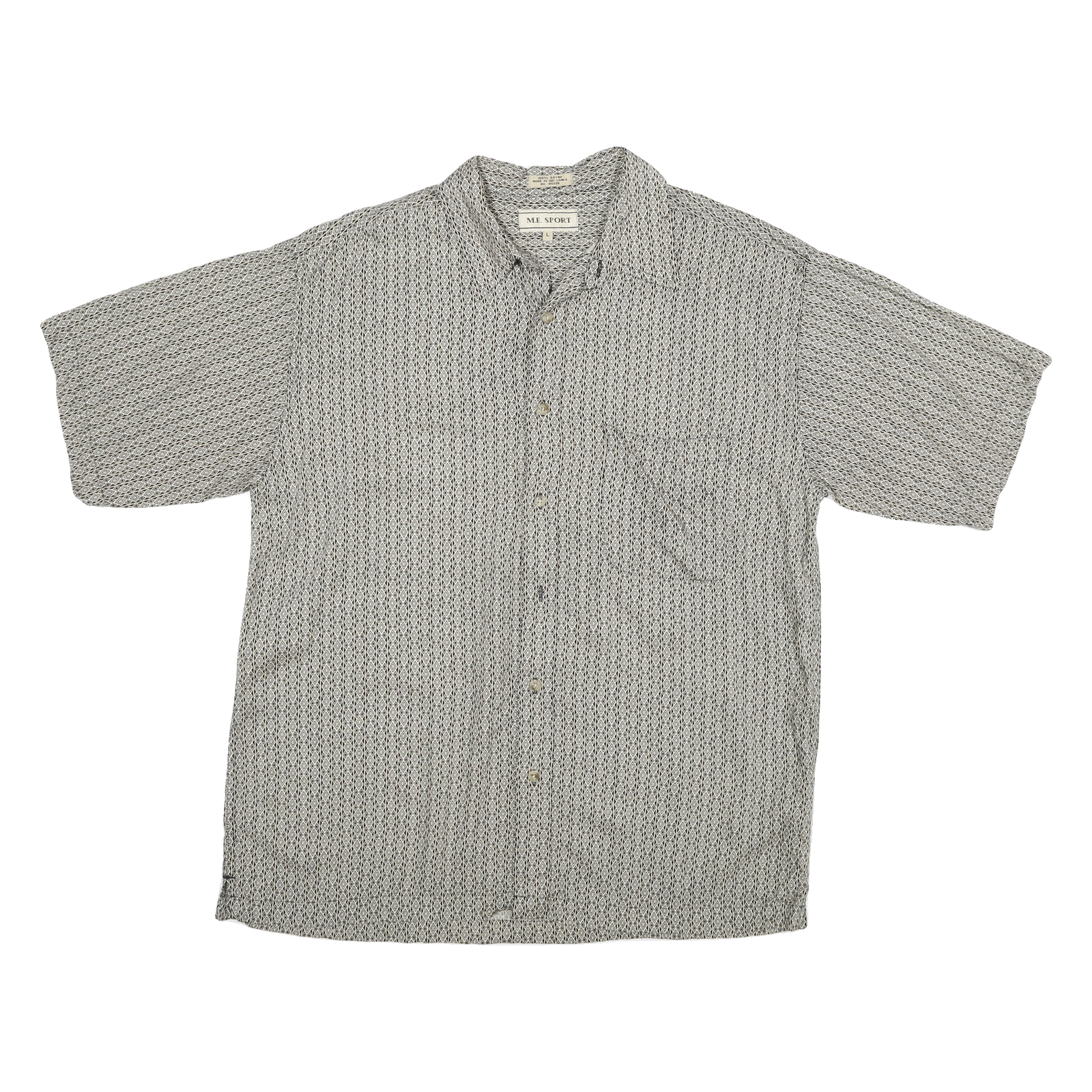 ME SPORT Mens Grey Rayon Button Jacket L Geometric Casual Lightweight Refurbished - N/A refurbished available on Cerqular