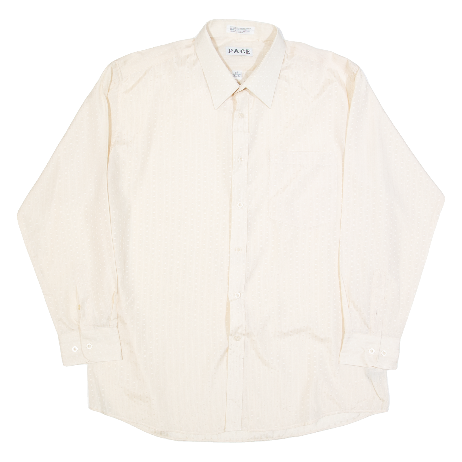 PACE Mens Plain Shirt Cream Long Sleeve M Refurbished - N/A refurbished available on Cerqular