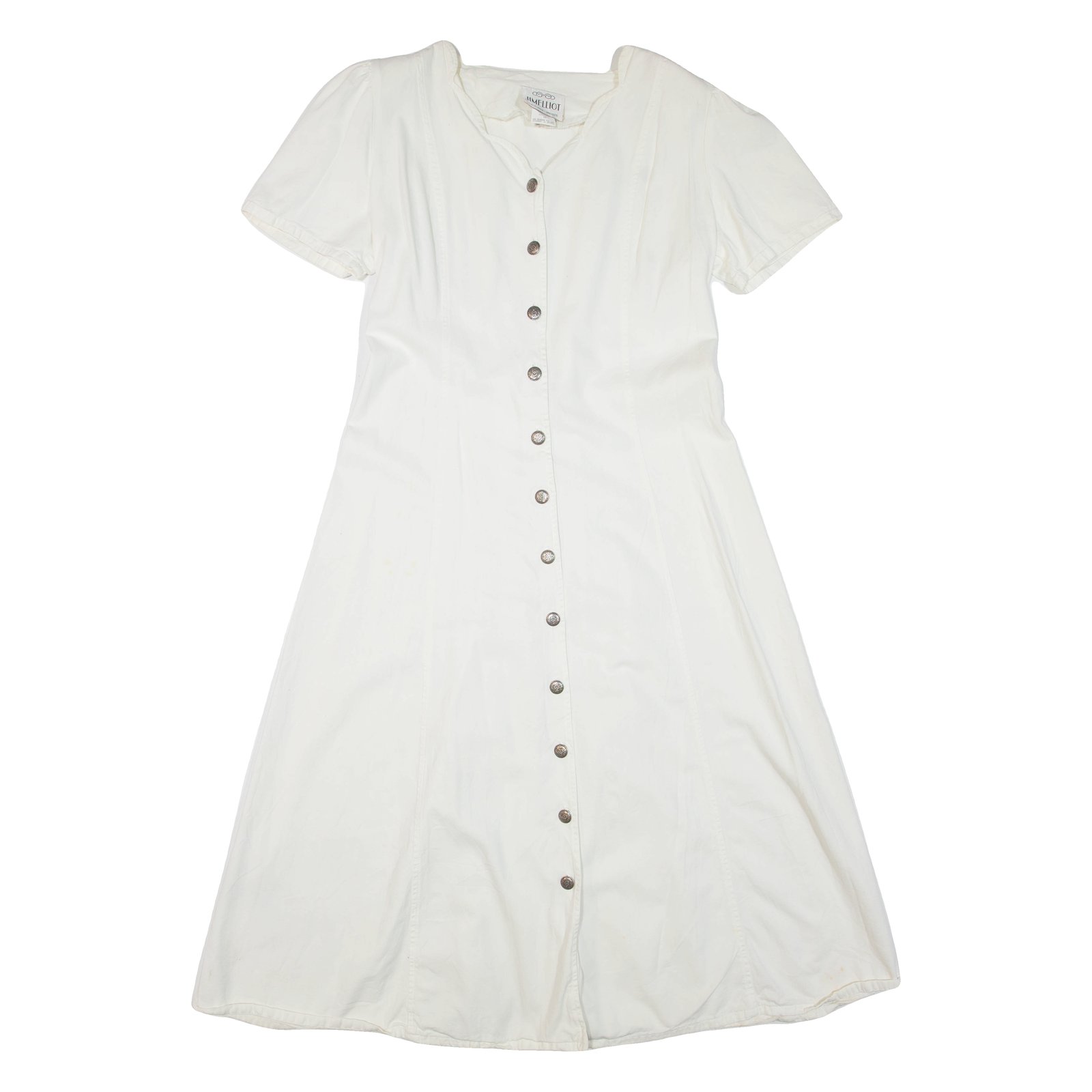 JIM ELLIOT Womens Day Dress White Short Sleeve Midi L Refurbished - N/A refurbished available on Cerqular