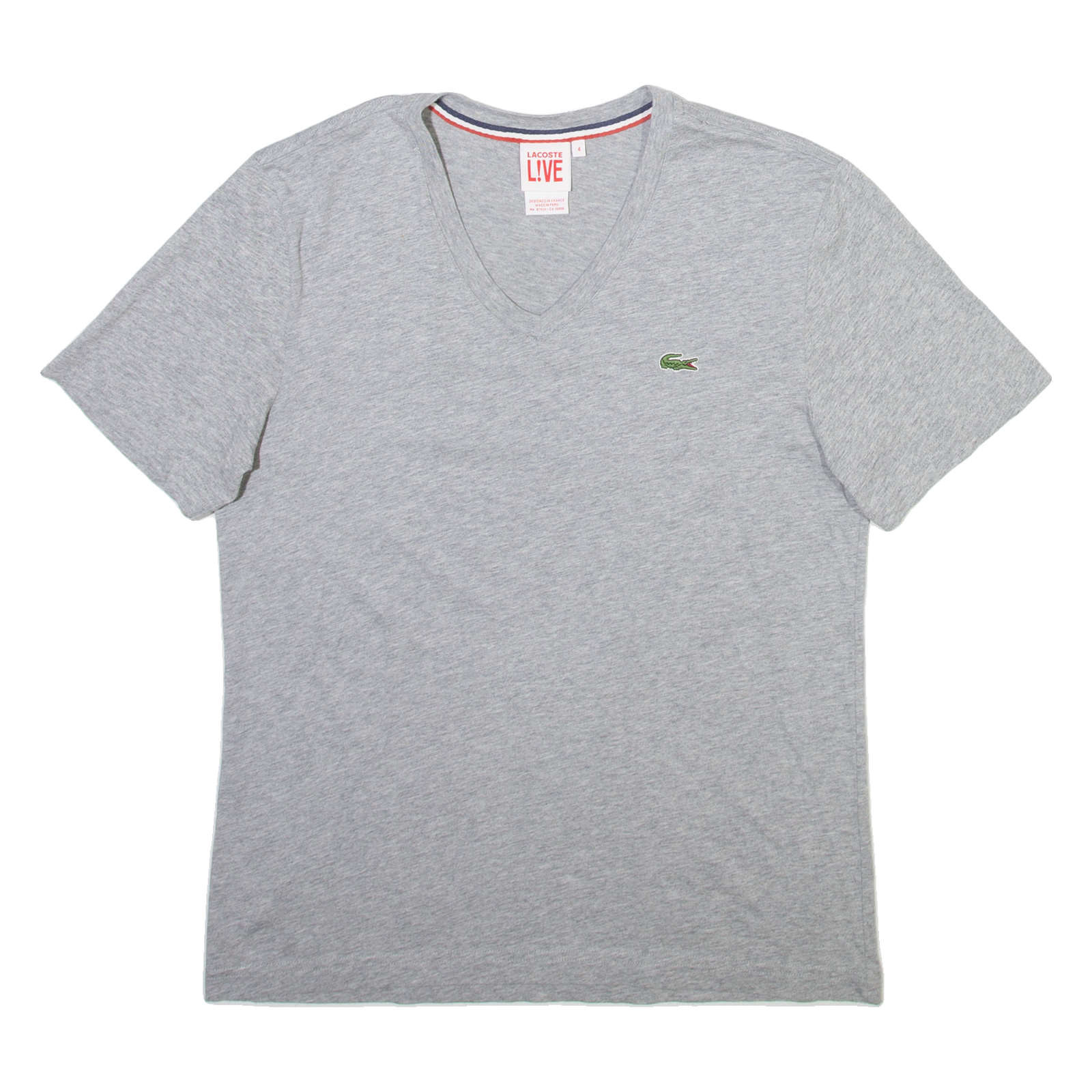LACOSTE Womens T-Shirt Grey V-Neck M Refurbished - N/A refurbished available on Cerqular