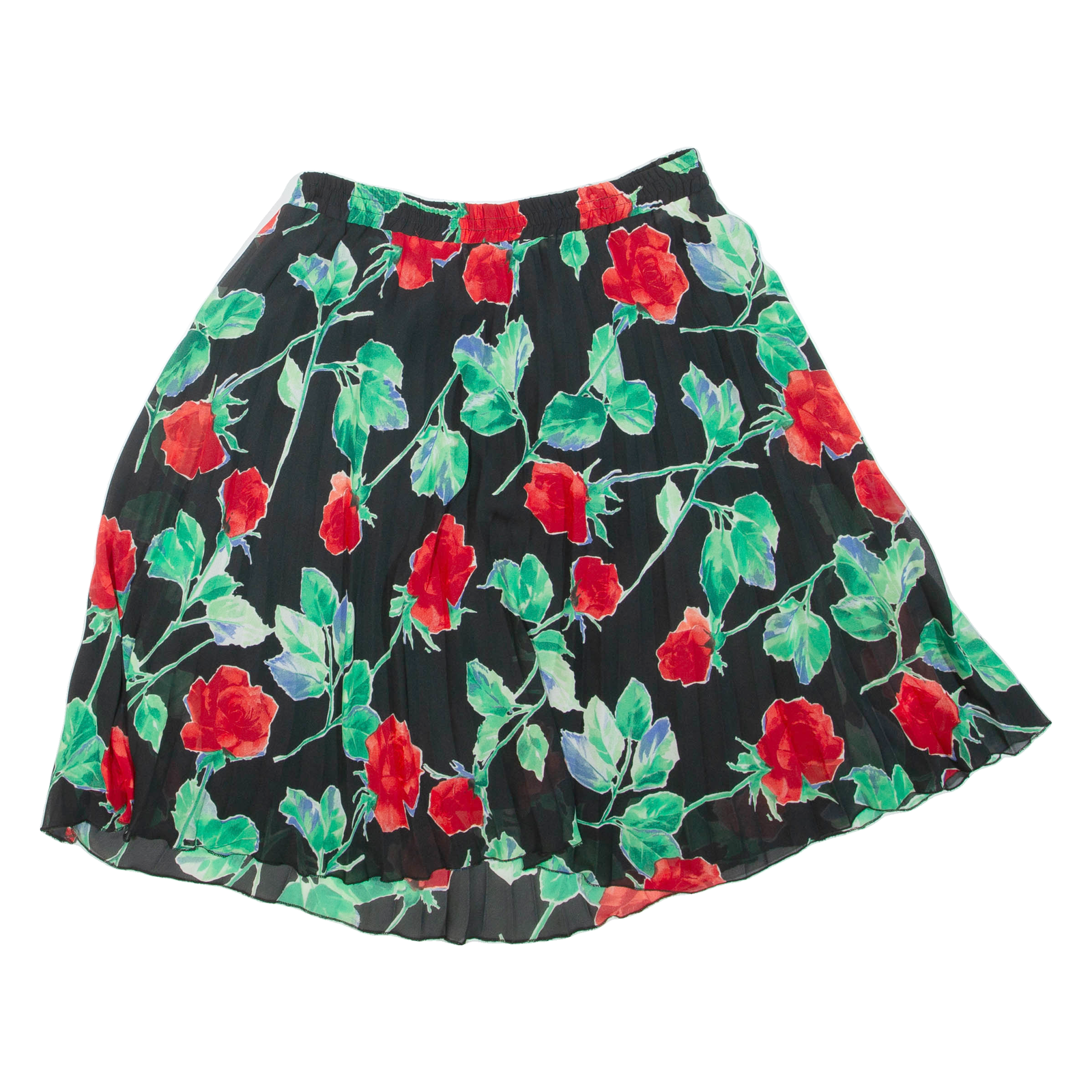 Womens Pleated Skirt Black Short Floral M Refurbished - N/A refurbished available on Cerqular