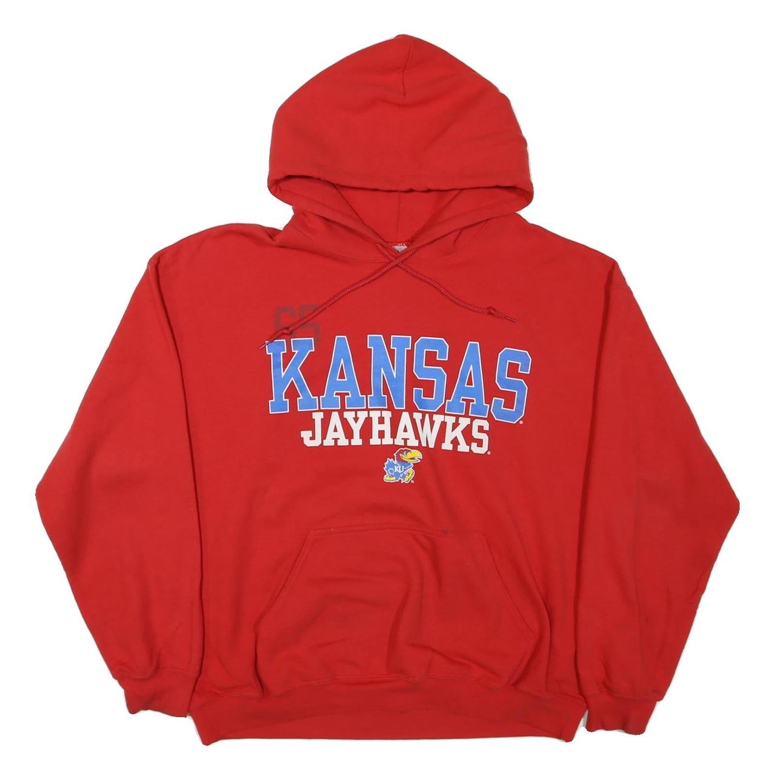 GILDAN Mens Red Kansas Jayhawks Hoodie L Cotton Blend Casual Hooded Sweatshirt Refurbished - N/A refurbished available on Cerqular