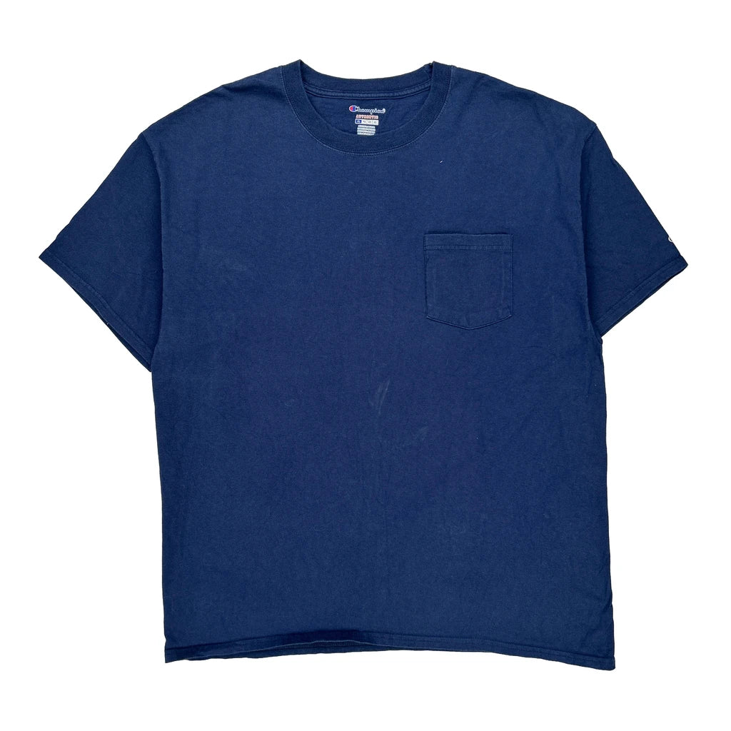 Champion T-Shirt - XL Blue Cotton Refurbished - Thrifted (note: this is a term often used to describe second- refurbished available on Cerqular
