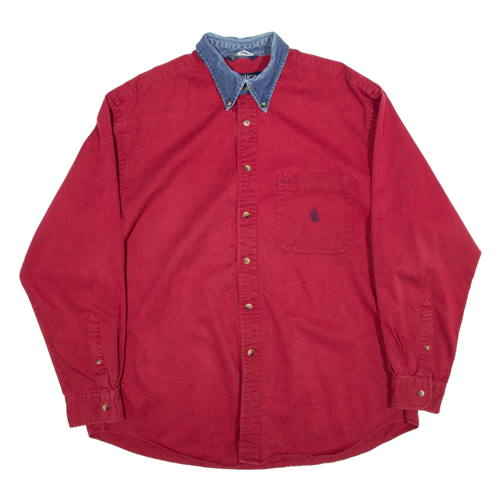 NAUTICA Mens Plain Shirt Red Long Sleeve L Refurbished - N/A refurbished available on Cerqular