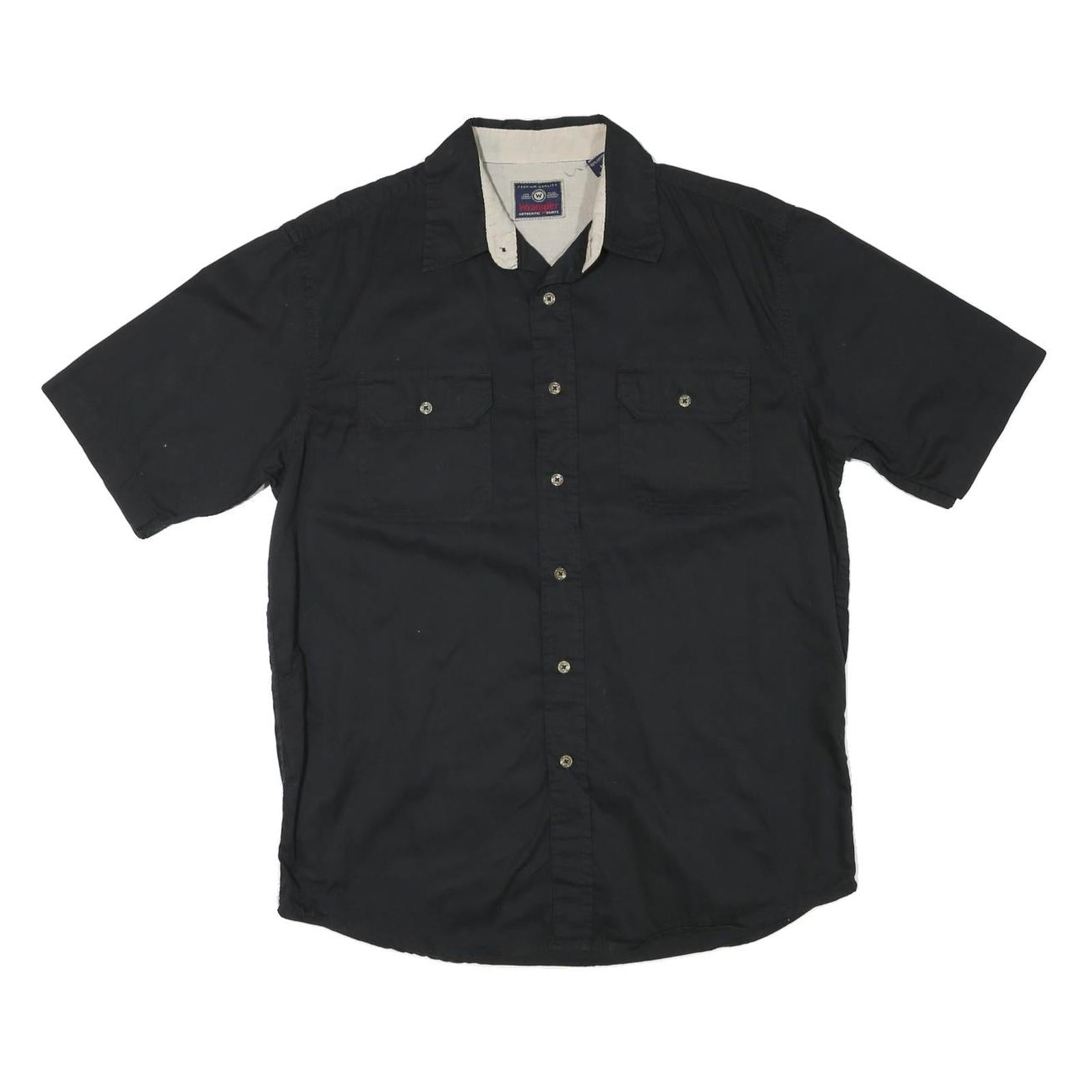 WRANGLER Mens Black & Cream Cotton Blend Short Sleeve Shirt M Casual Button Refurbished - N/A refurbished available on Cerqular