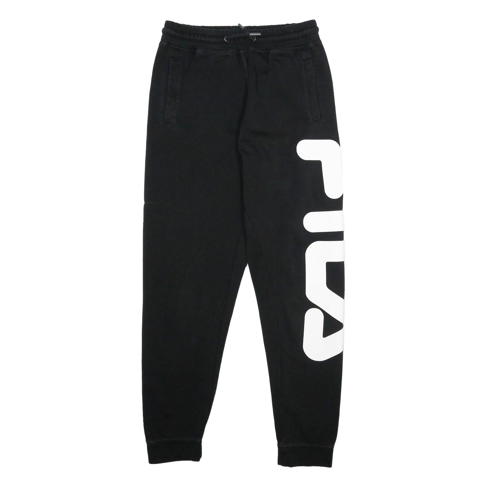 FILA Mens Joggers Black XS W26 L30 Cotton Blend Regular Tapered Fit Logo Print Refurbished - N/A refurbished available on Cerqular