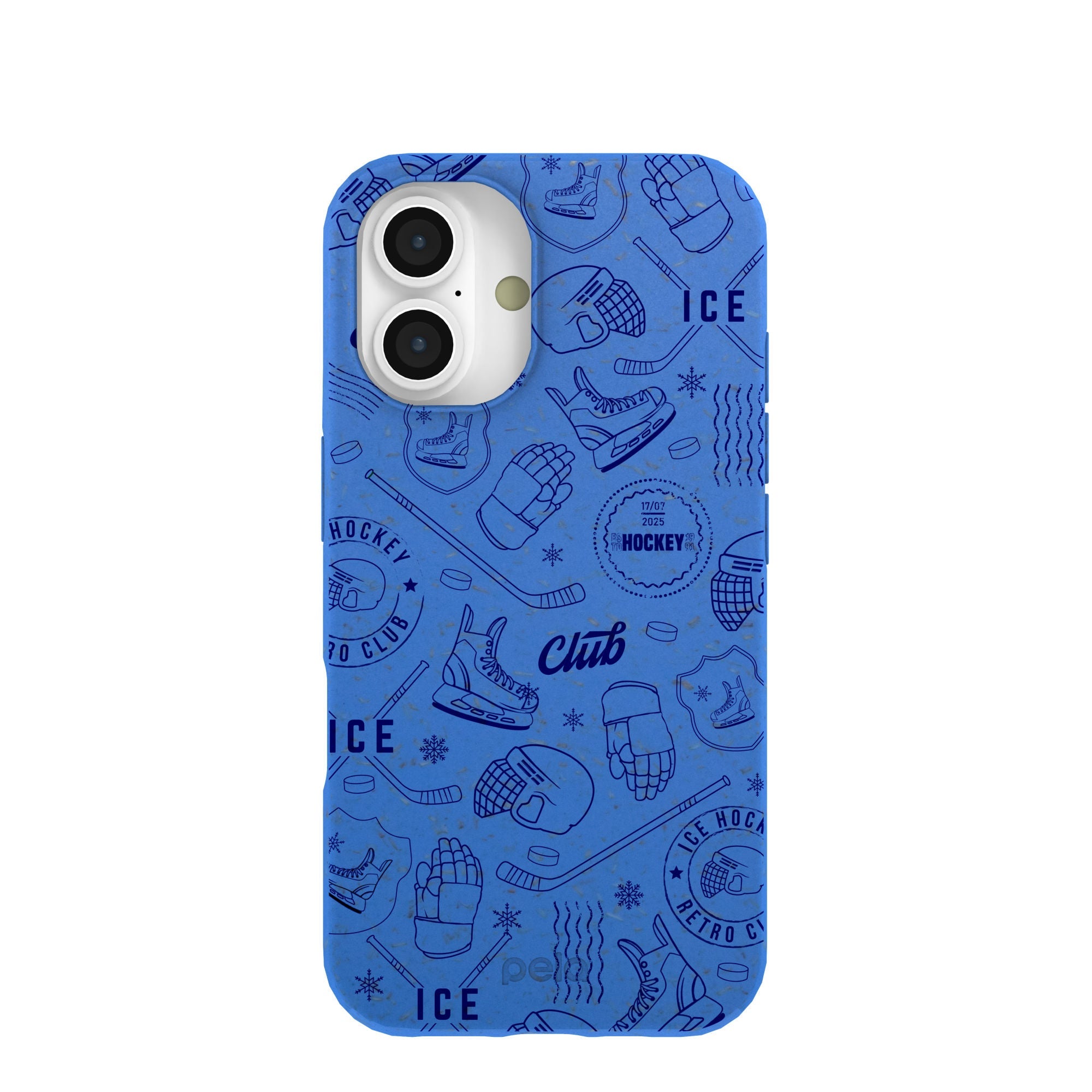 Electric Blue Hockey Postage iPhone 16 Case Refurbished - Pela Case refurbished available on Cerqular