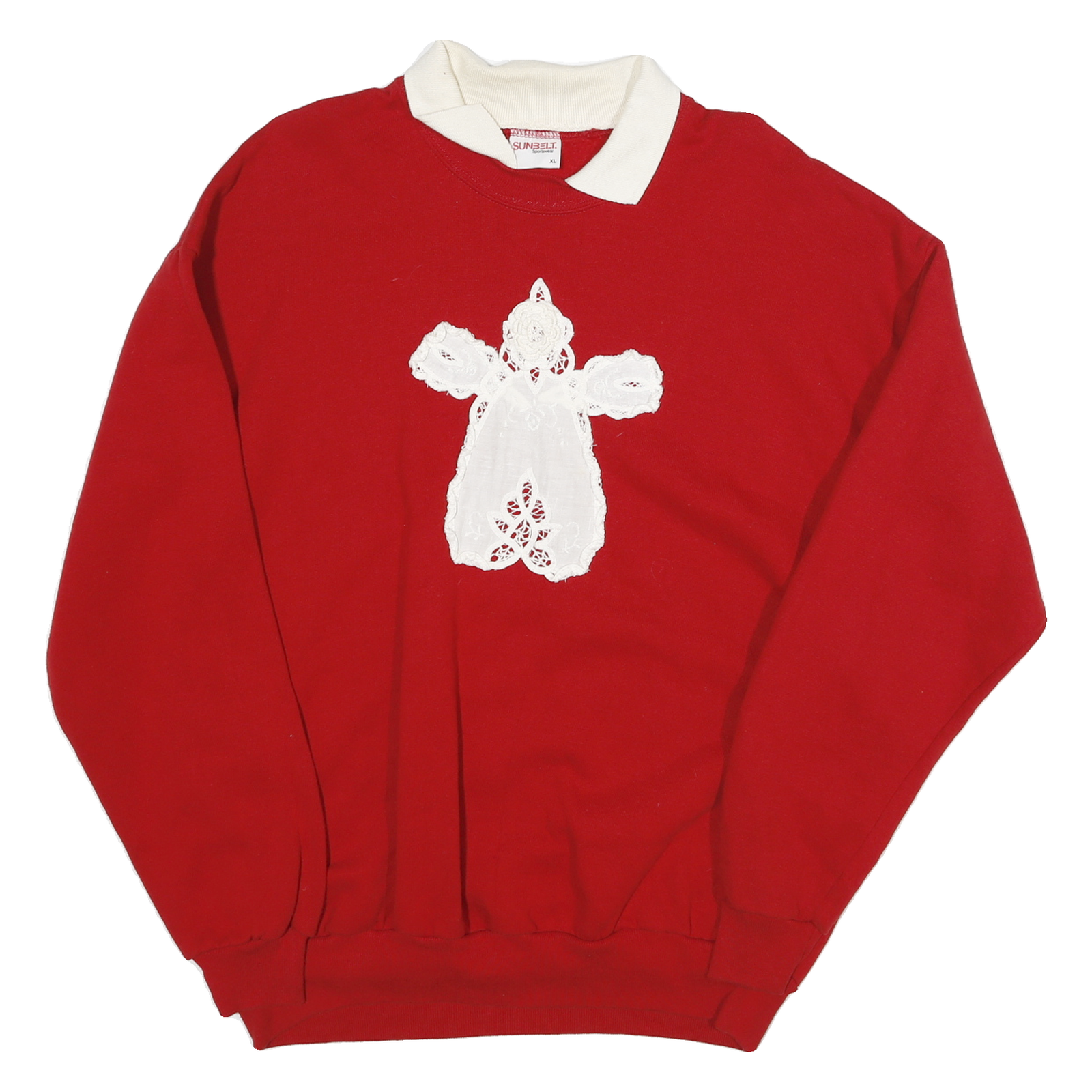 SUN BELT Mens Red & White Angel Applique Crew Neck XL Sweatshirt Cotton Blend Refurbished - N/A refurbished available on Cerqular