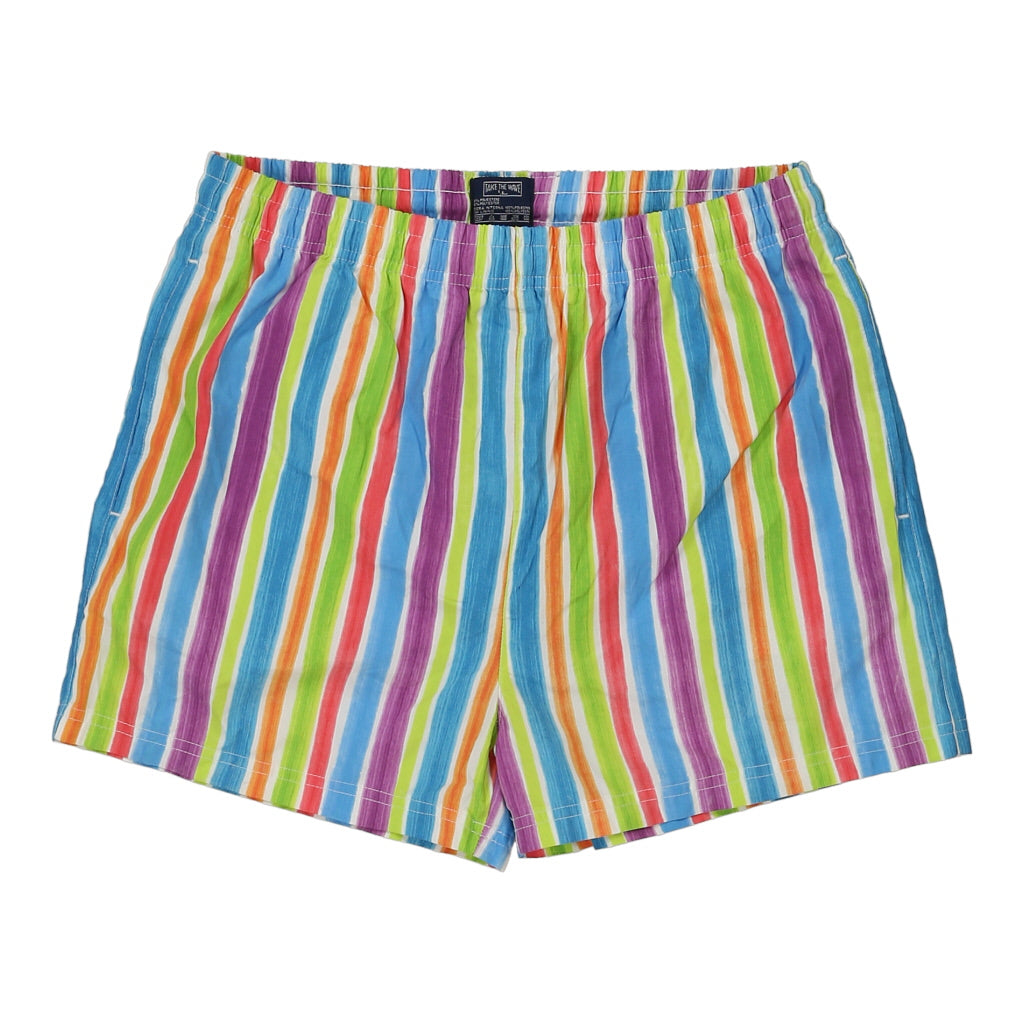 Take The Wave Striped Swim Shorts - Medium Multicoloured Nylon Refurbished - Thrifted (note: this is a term often used to describe second- refurbished available on Cerqular