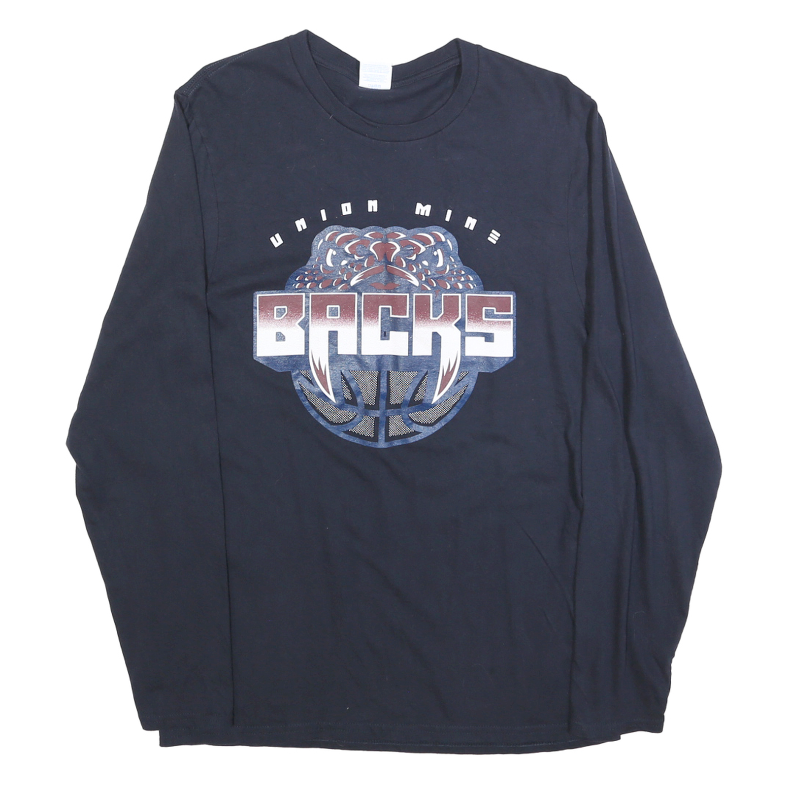 PORT & COMPANY Mens Black Union Mine Backs Graphic T-Shirt Long Sleeve Crew Neck Refurbished - N/A refurbished available on Cerqular