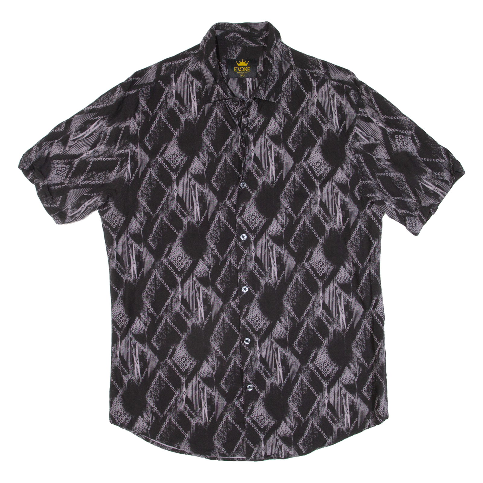 EVOKE Mens Shirt Black Crazy Pattern XL Refurbished - N/A refurbished available on Cerqular