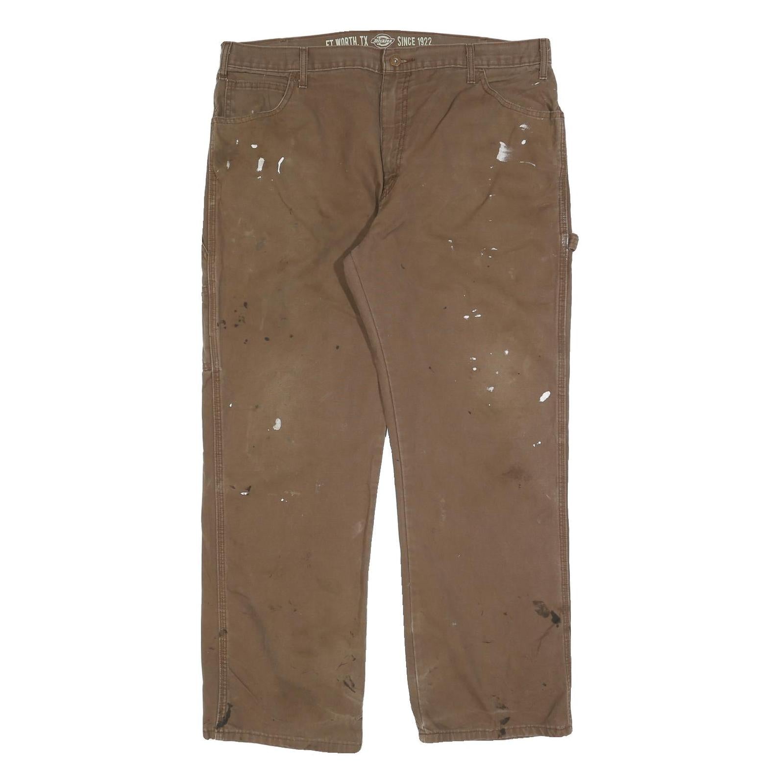DICKIES Mens Relaxed Brown Cotton Blend Workwear Trousers W40 L32 Durable Fit Refurbished - N/A refurbished available on Cerqular