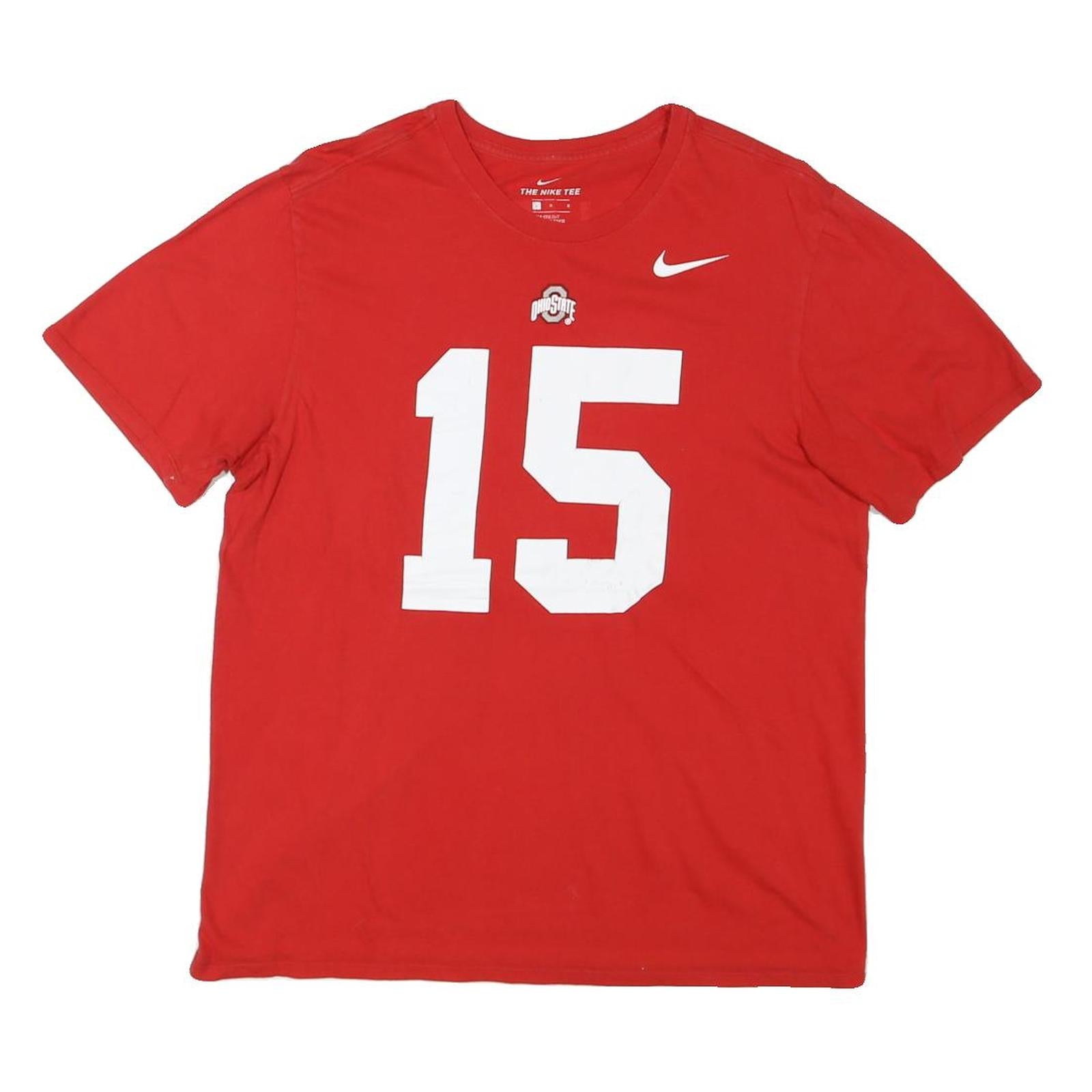 NIKE Mens Red Ohio State 15 Graphic T-Shirt L Short Sleeve Crew Neck Refurbished - N/A refurbished available on Cerqular