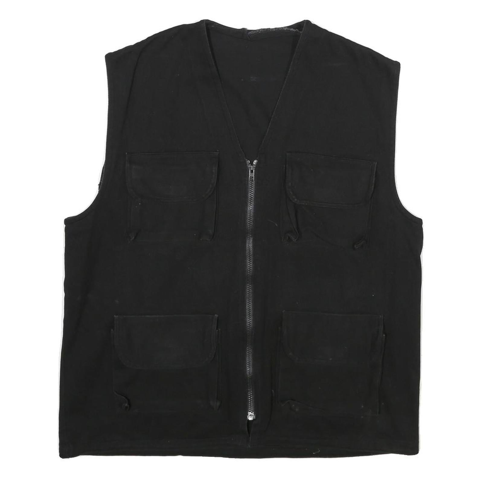 Buy Mens Black Cotton Utility Vest Jacket L Plain Zip Pocket Workwear Refurbished - $37.69 Mens Black Cotton Utility Vest Jacket L Plain Zip Pocket Workwear Refurbished - N/A refurbished available on Cerqular