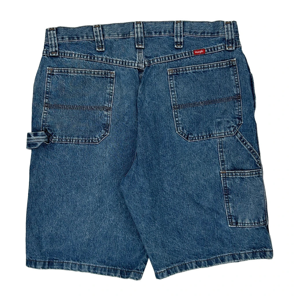 Wrangler Carpenter Shorts - 34W 10L Blue Cotton Refurbished - Thrifted (note: this is a term often used to describe second- refurbished available on Cerqular