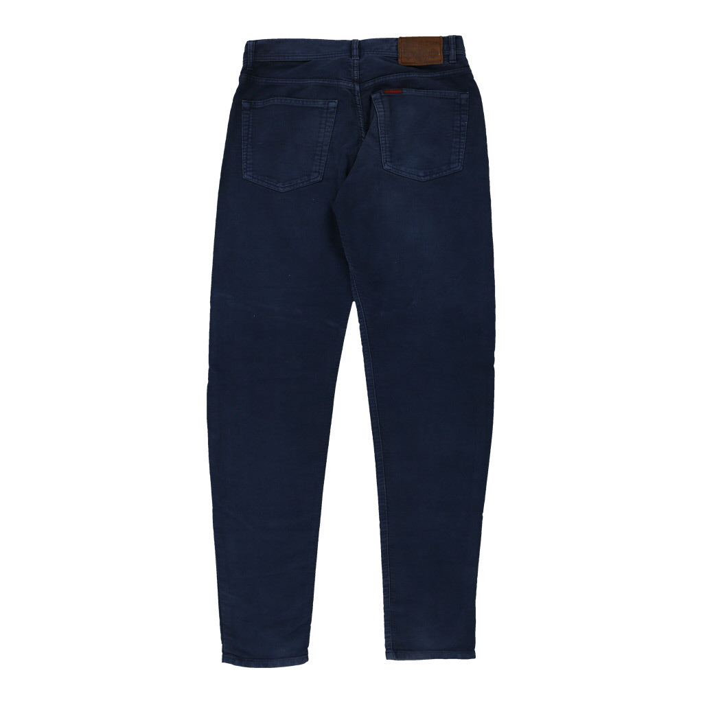 Cotton Belt Trousers - 32W 35L Blue Cotton | Size: 32"" waist Refurbished - Thrifted (note: this is a term often used to describe second- refurbished available on Cerqular
