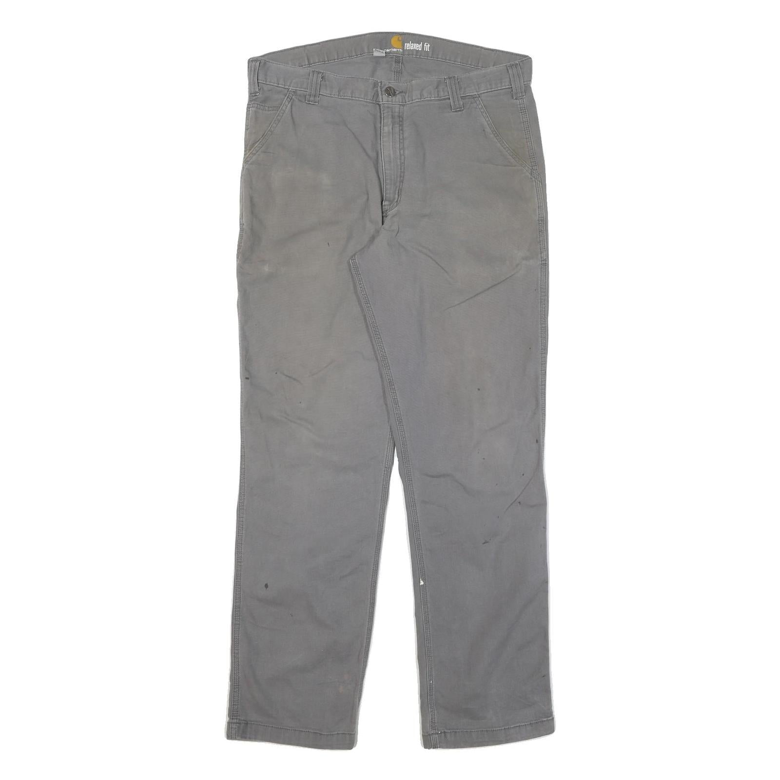 CARHARTT Mens Cotton Blend Grey Relaxed Tapered Trousers W36 L33 Workwear Refurbished - N/A refurbished available on Cerqular