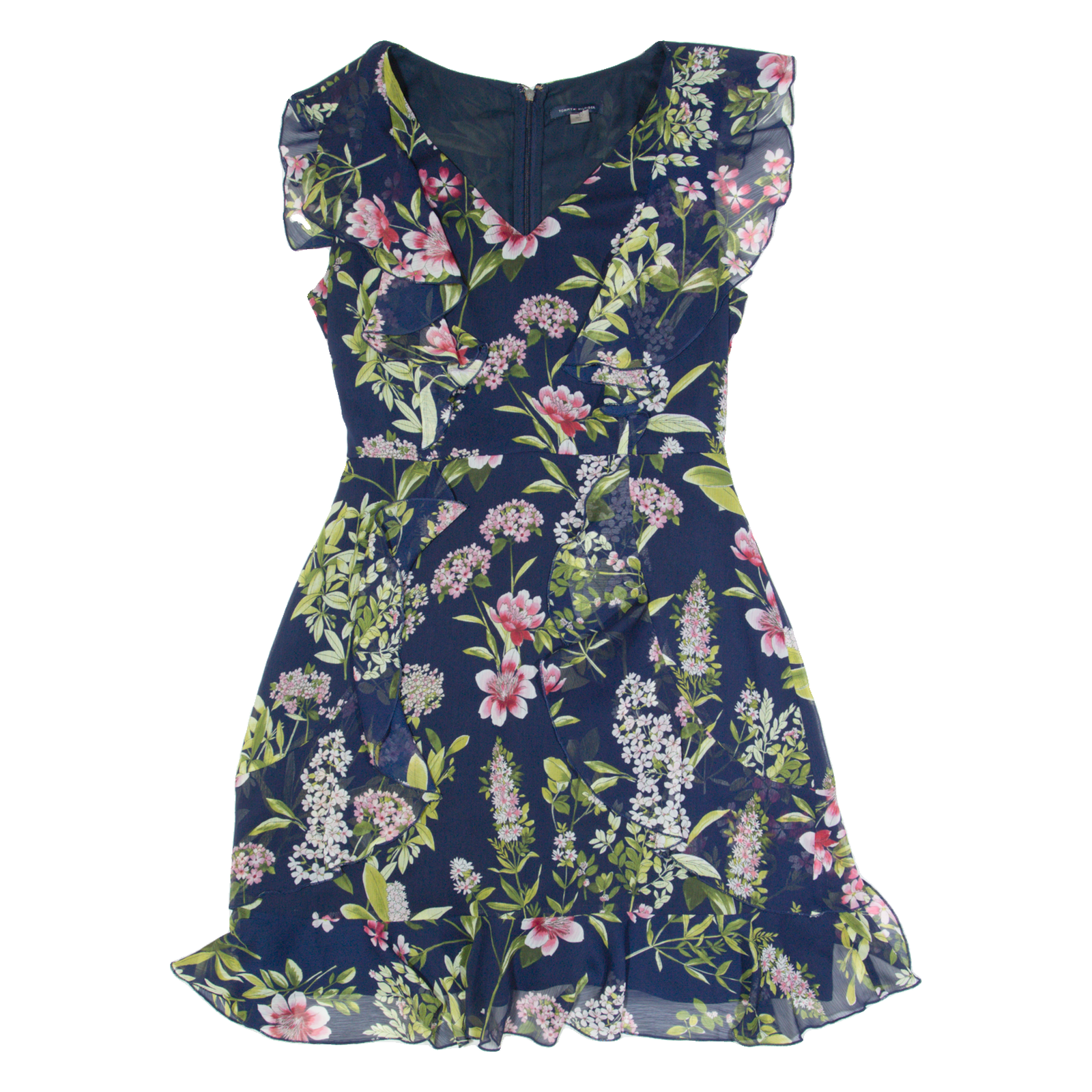 TOMMY HILFIGER Womens Day Dress Blue Floral Sleeveless Knee Length UK 10 Refurbished - N/A refurbished available on Cerqular