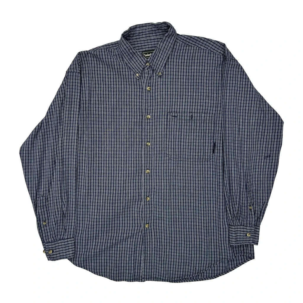 Timberland Checked Shirt - XL Blue Cotton Refurbished - Thrifted (note: this is a term often used to describe second- refurbished available on Cerqular