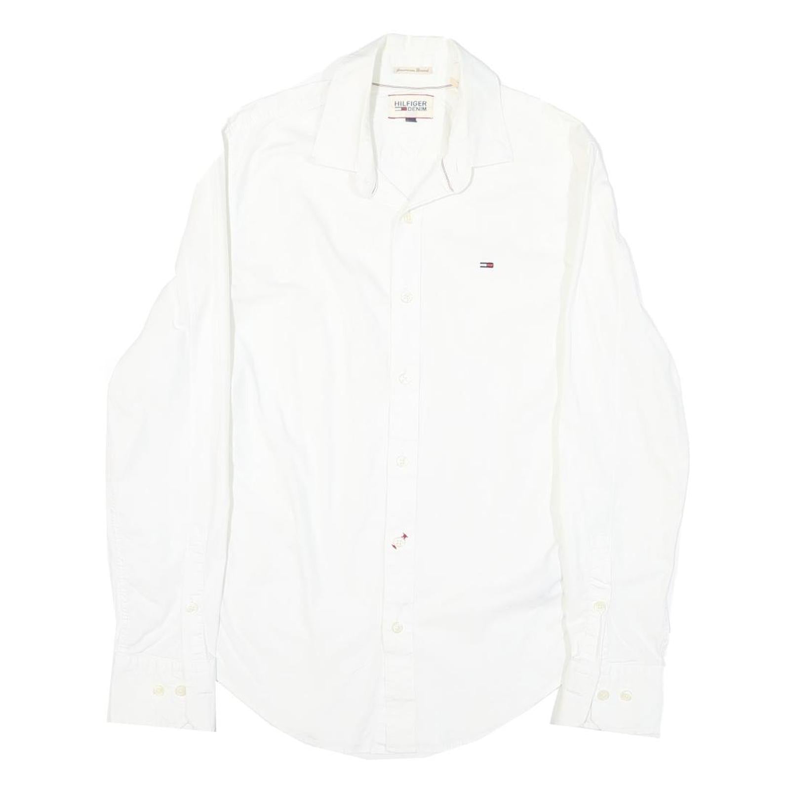 HILFIGER DENIM Mens White Shirt S Classic Cotton Blend Long Sleeve Button Shirt Refurbished - N/A refurbished available on Cerqular