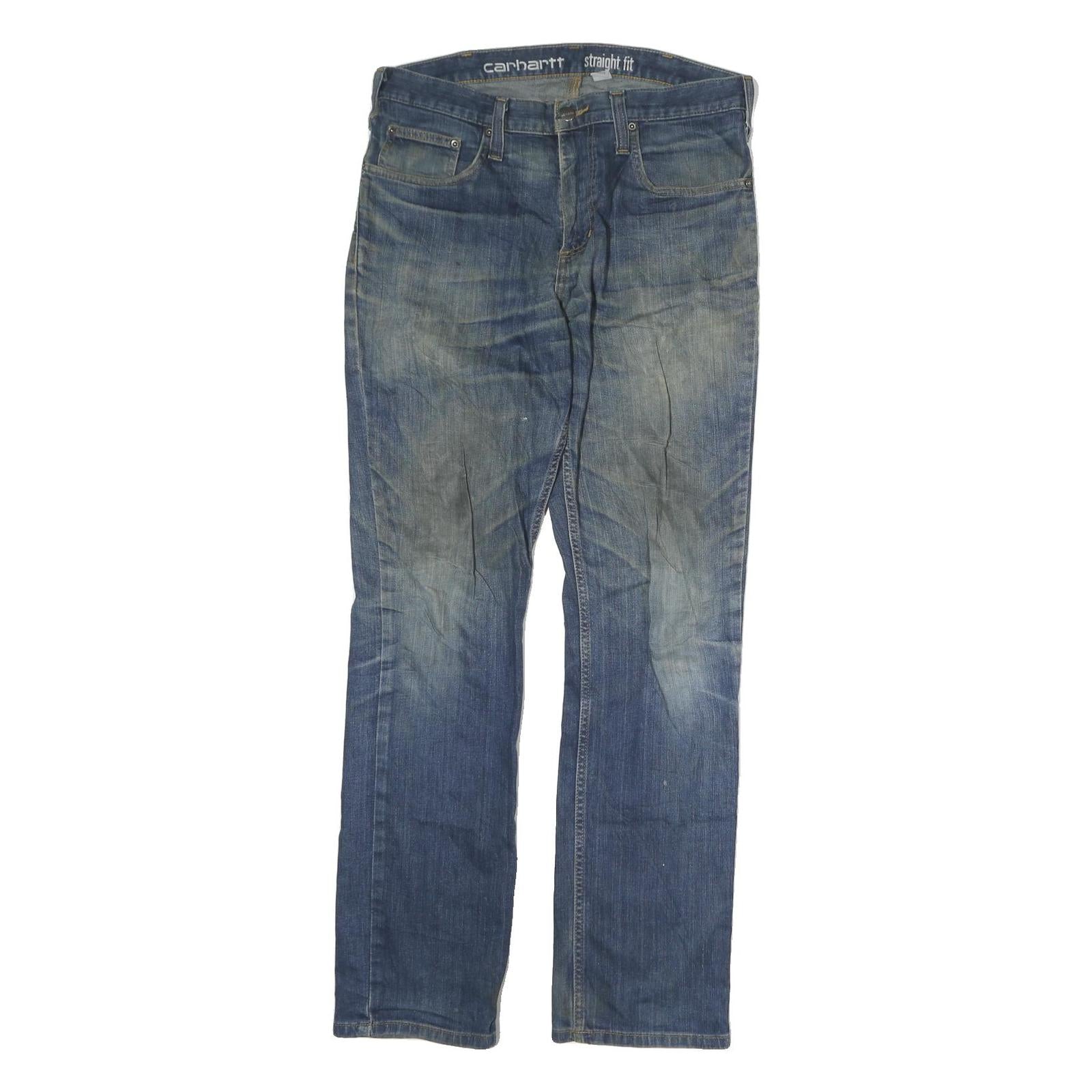 CARHARTT Mens Regular Fit Straight Leg Denim Blue Cotton W32 L32 Zip Jeans Refurbished - N/A refurbished available on Cerqular