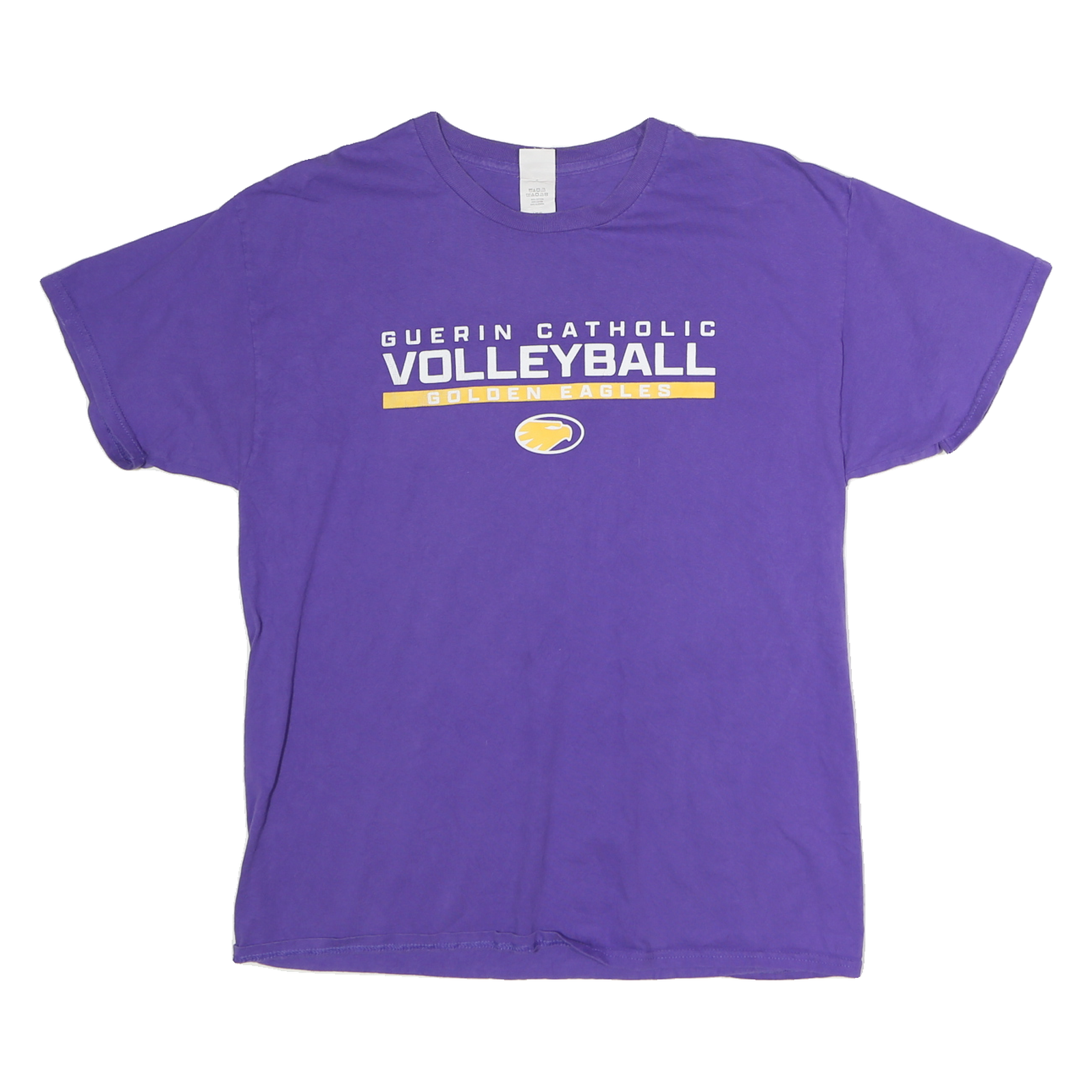 HANES Mens Purple Guerin Catholic Volleyball Graphic T-Shirt L Short Sleeve Crew Refurbished - N/A refurbished available on Cerqular