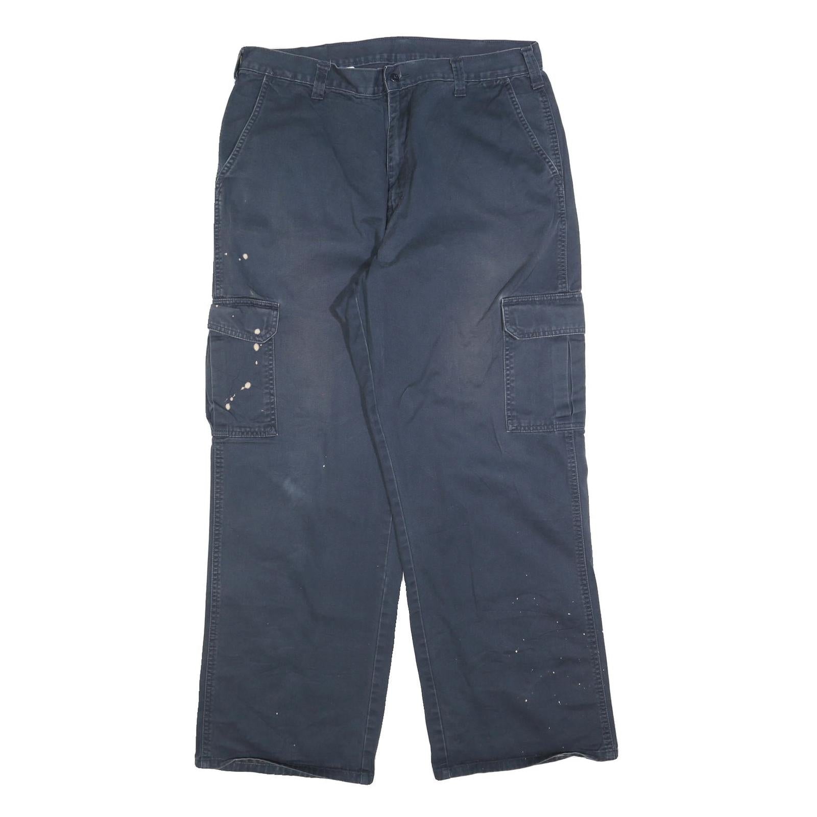 DICKIES Mens Cotton Blend Navy Relaxed Cargo Trousers W36 L32 Workwear Zip Refurbished - N/A refurbished available on Cerqular