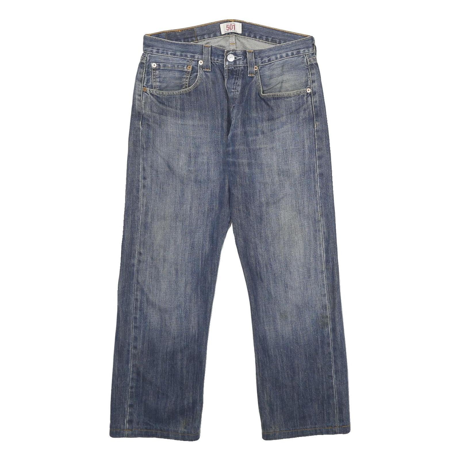 LEVI'S 501 Mens Jeans Blue Classic Straight Denim Medium W32 L27 Button Closure Refurbished - N/A refurbished available on Cerqular