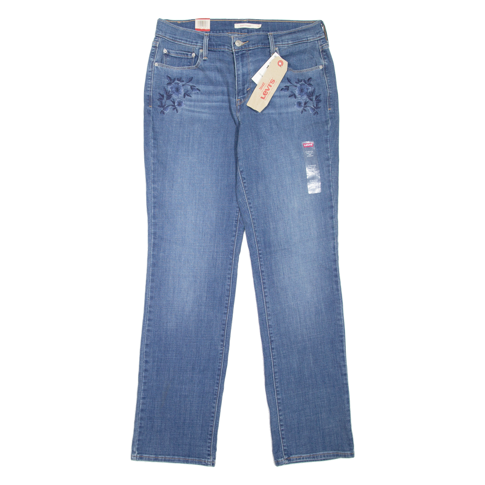 LEVI'S 505 Floral Womens Jeans Blue Regular Straight Stone Wash W30 L32 Refurbished - N/A refurbished available on Cerqular
